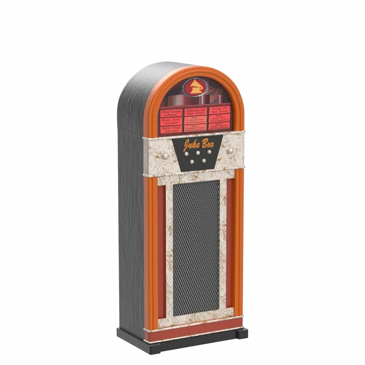 Armadio di design Jukebox retrò arancione/nero 88 cm