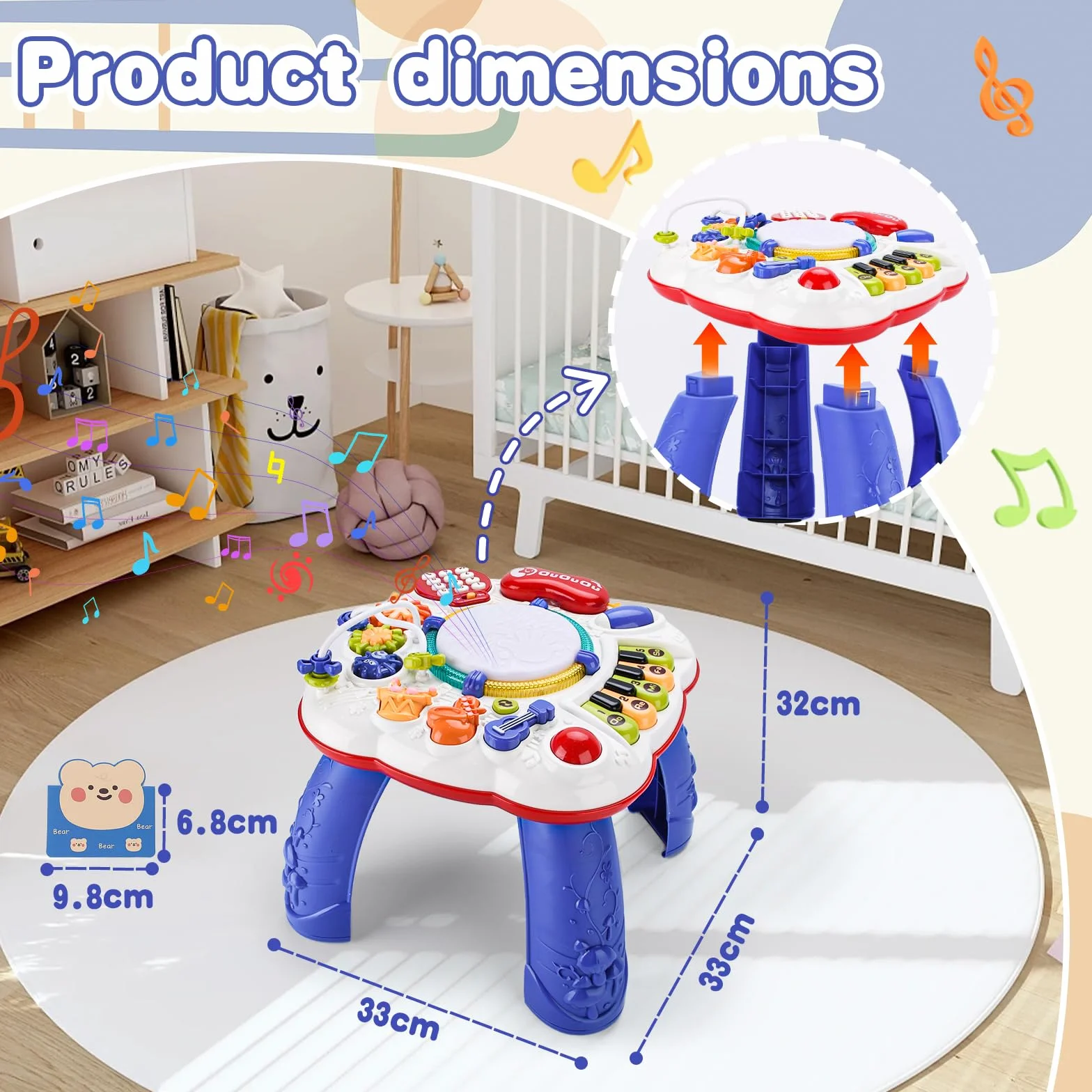 Little Tavolo Attività con Suoni e Luci Giochi Montessori Bambini 1 Anno