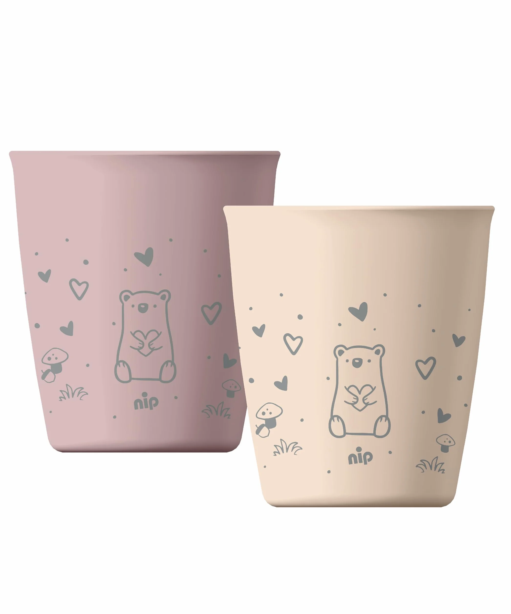 Bicchiere Sostenibile Resistente Bordo Arrotondato per Bambini 12 Mesi Ergonomico 90% Rinnovabili 2 Pezzi Rosa