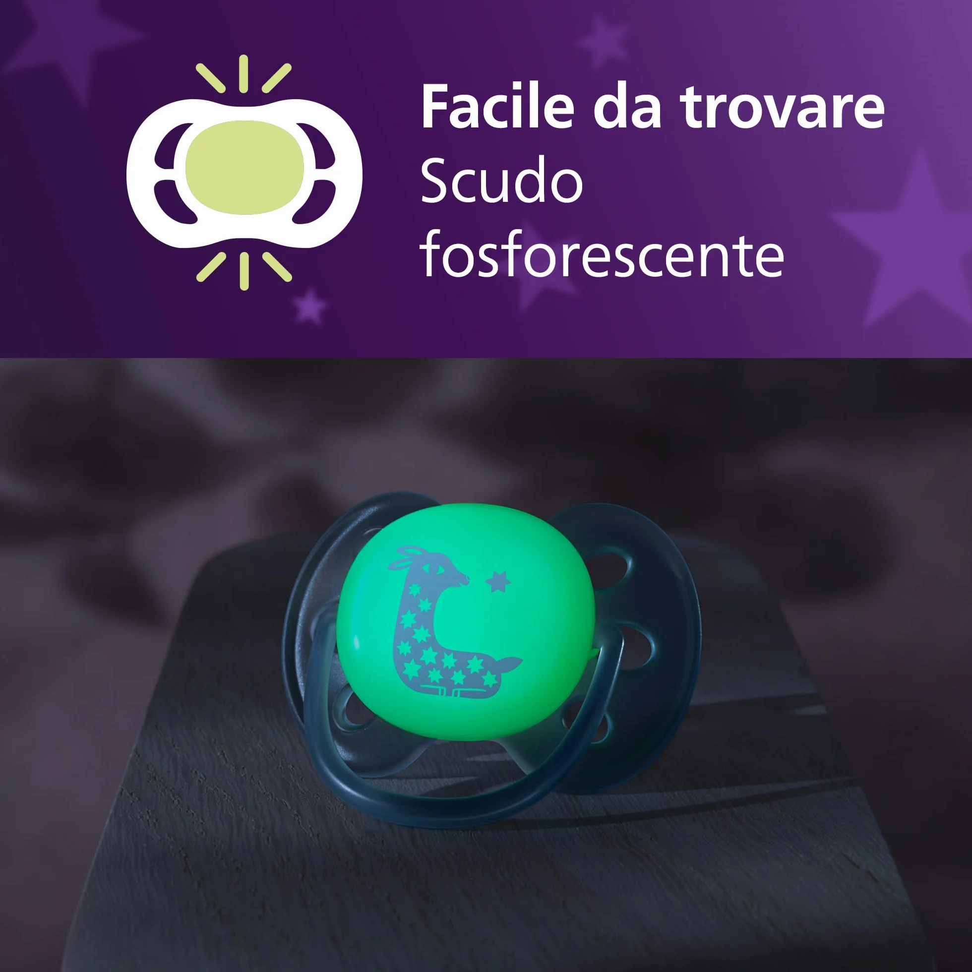 Philips Avent Ciucci Ultra Soft Nighttime Design ortodontico 6-18 mesi illuminano al buio silicone no BPA 4 pezzi