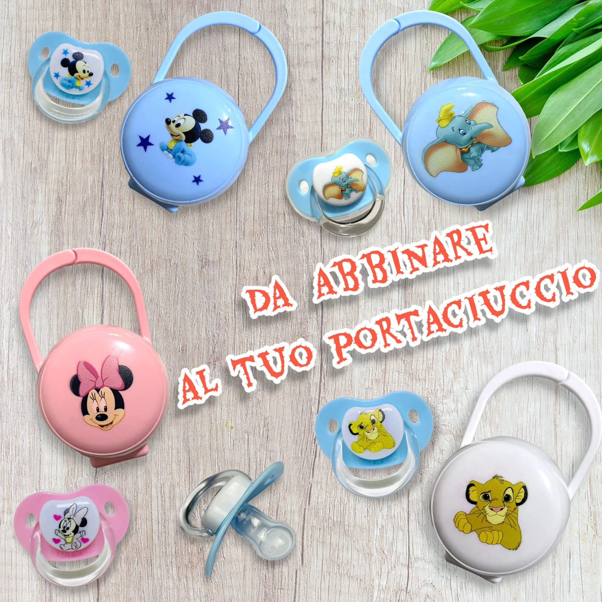 Catenella Portaciuccio Personalizzata con Nome per Neonati, Clip Ciuccio Universale Anticaduta, Idea Regalo Nascita (Topolino)