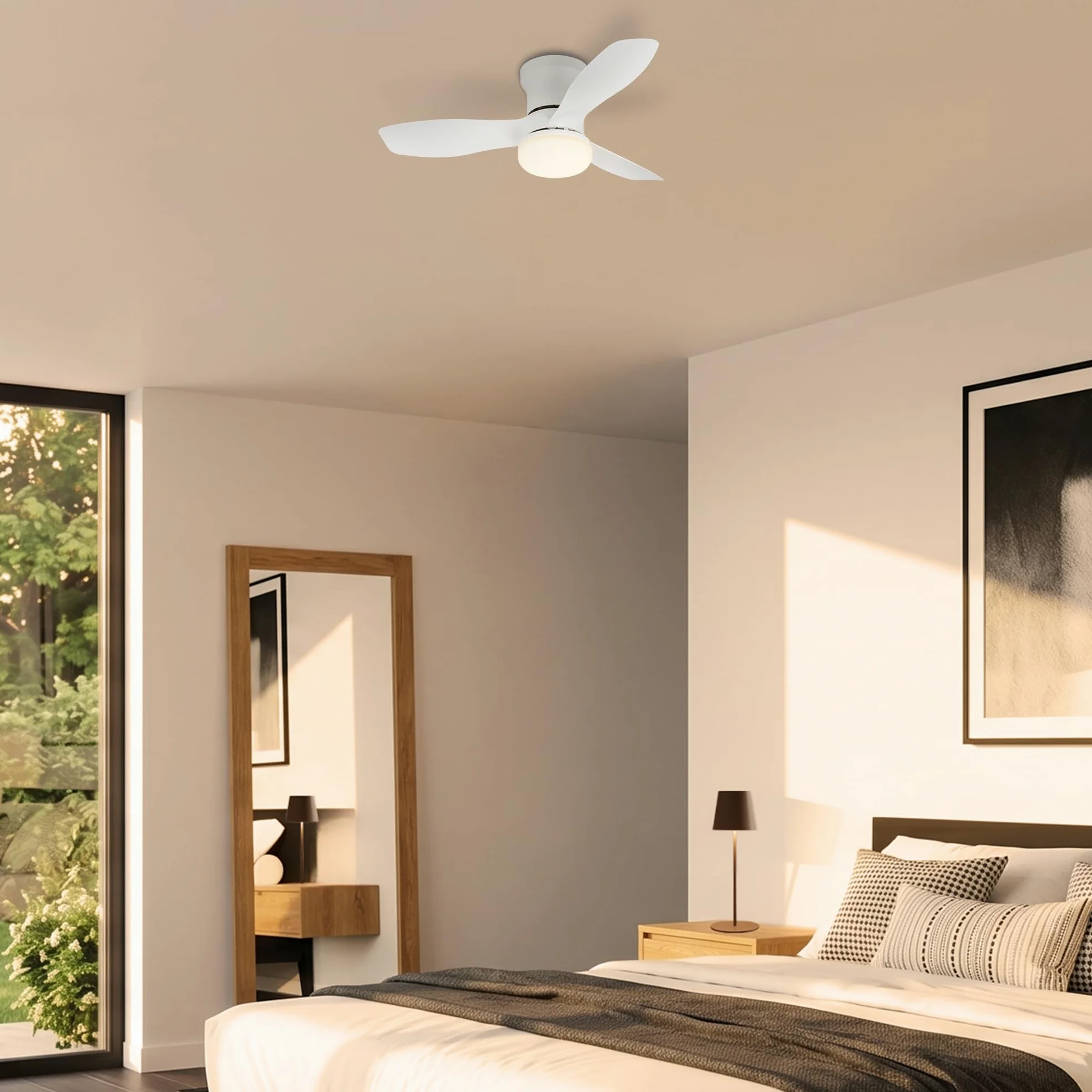 BRILONER - Ventilatore da soffitto con luce LED, telecomando, motore DC silenzioso con 3 velocità, CCT e luminosità regolabile, pale rimovibili, lampadario ventilatore da soffitto, 60 cm, bianco