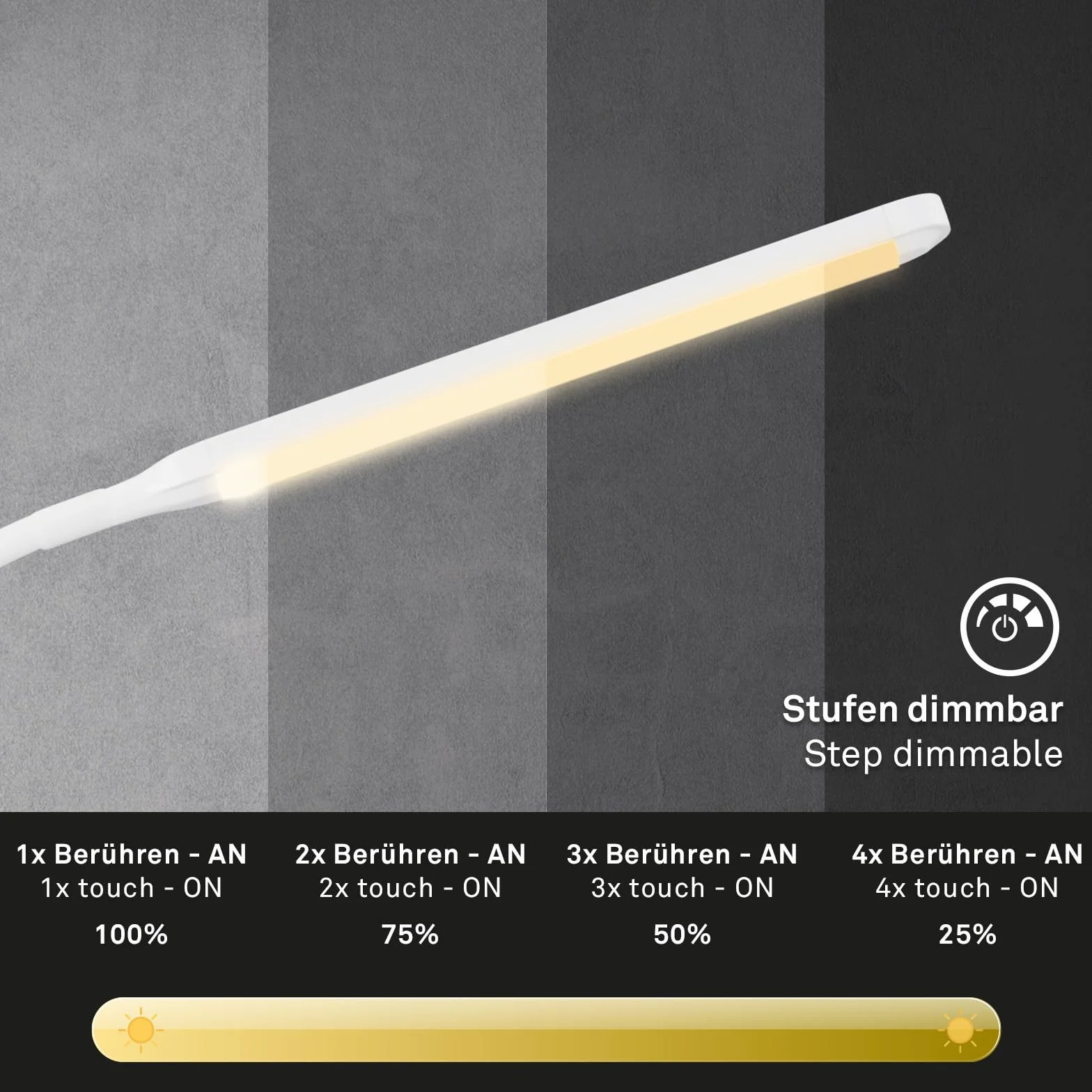 Briloner Lampada da Terra LED Dimmerabile Come Decorazione in Soggiorno e Lampada da Lettura, Lampada LED Orientabile, Lampada da Soggiorno, Touch, Illuminazione Indiretta, Bianco (1472016)