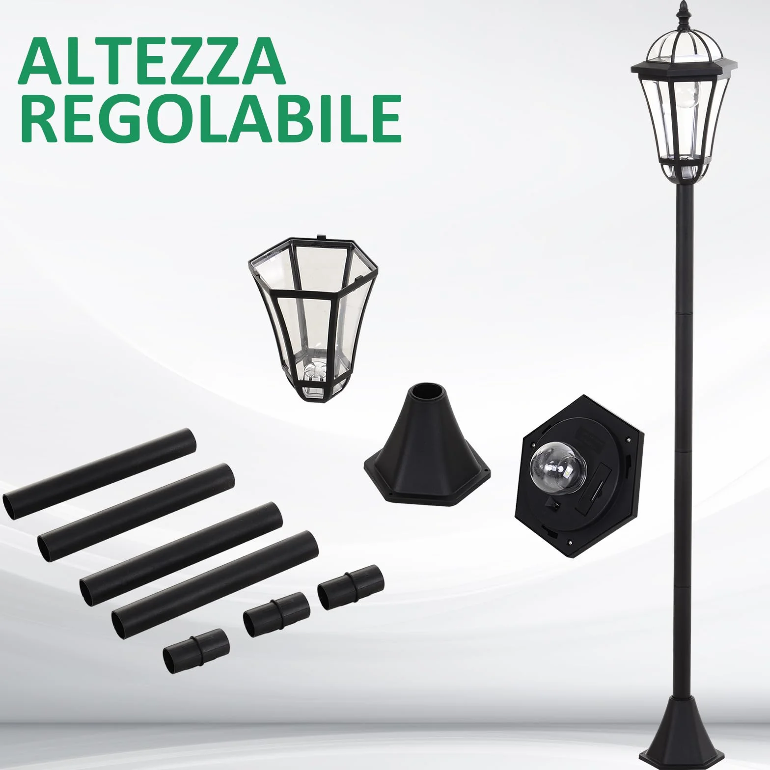Outsunny Set 2 Lampioni Solari da Giardino, Luci da Esterno Solari con 2 LED, Accensione Automatica e Durata 6 Ore, Nero