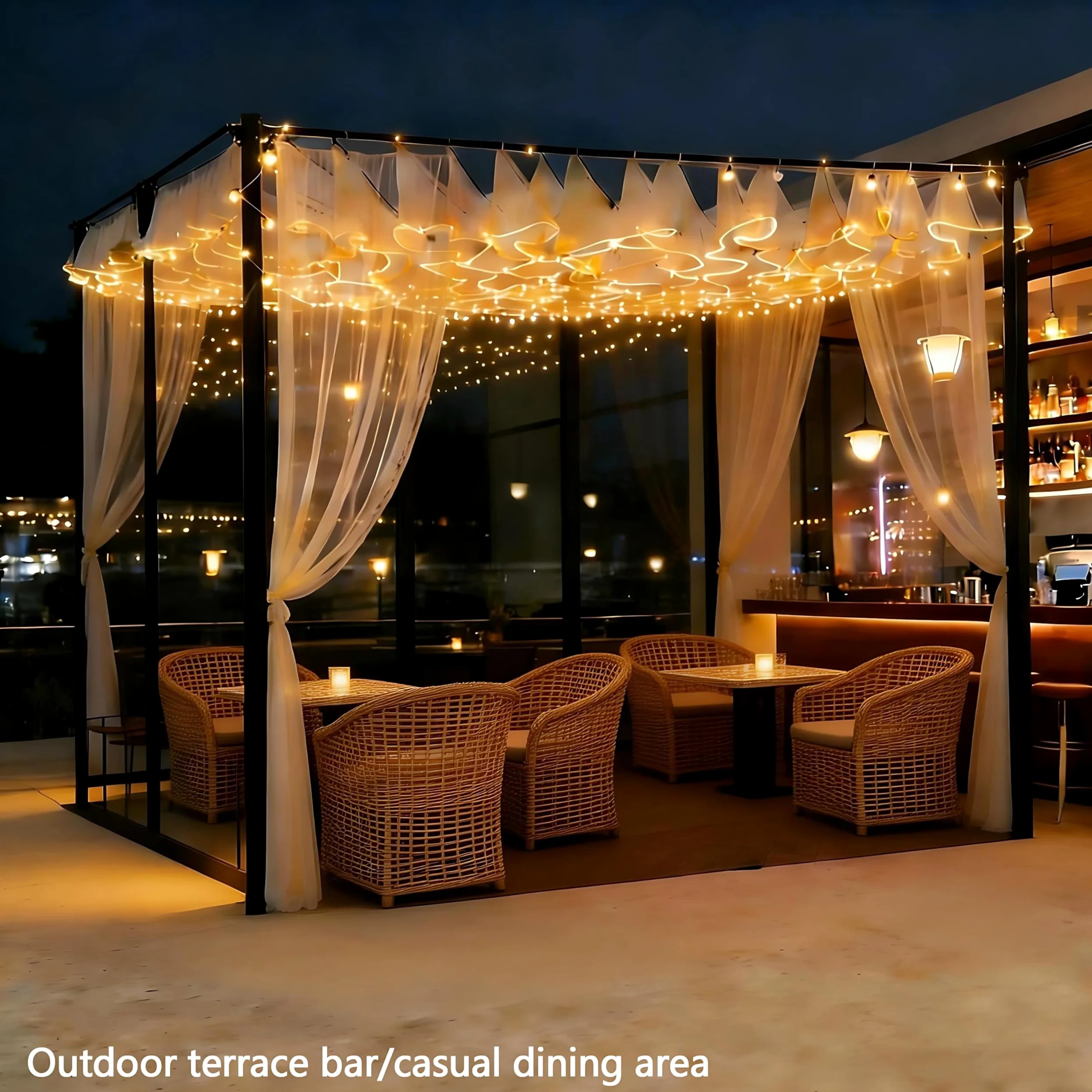 Tenda da soffitto per matrimoni, lunghezza 100 m, 5 sezioni, perfetta per feste, compleanni, proposte e matrimoni, illuminazione elegante, decorazione romantica