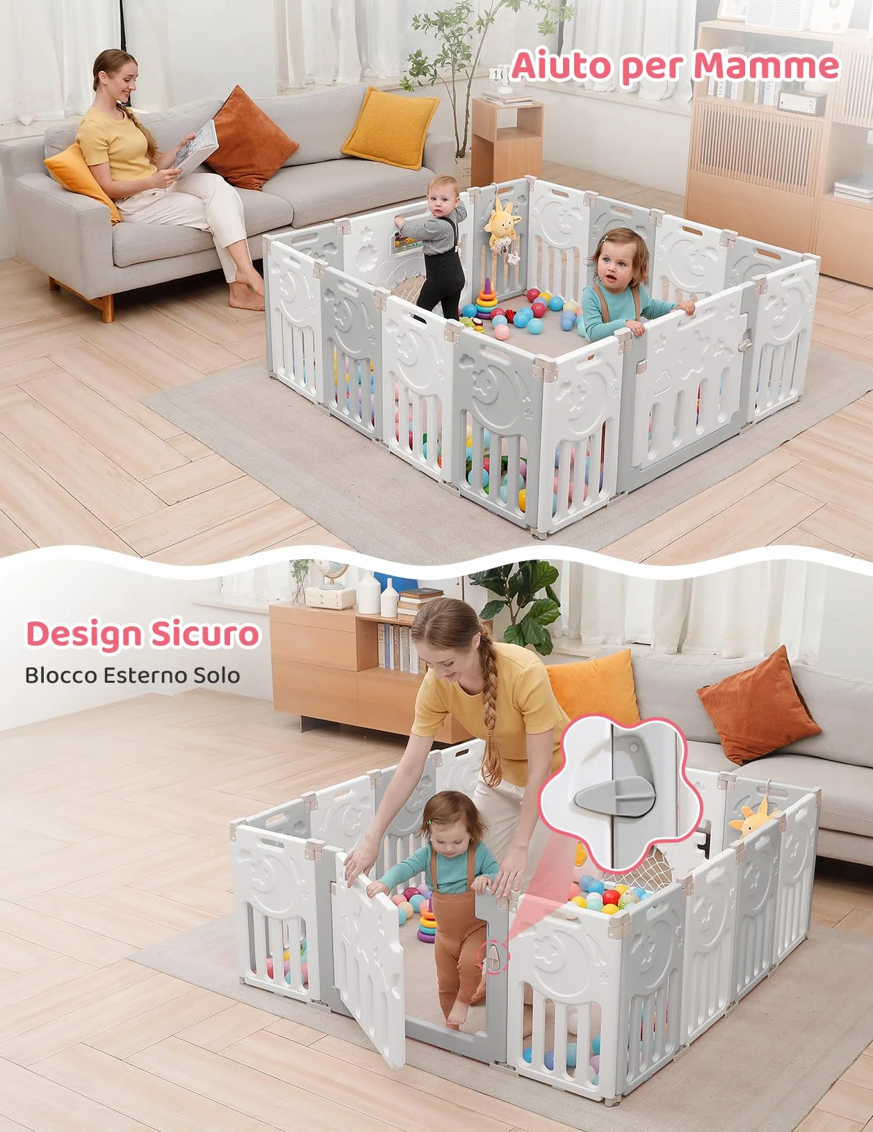 Dripex Box Bambini 150×150 cm Recinto Pieghevole Neonato Plastica Grigio