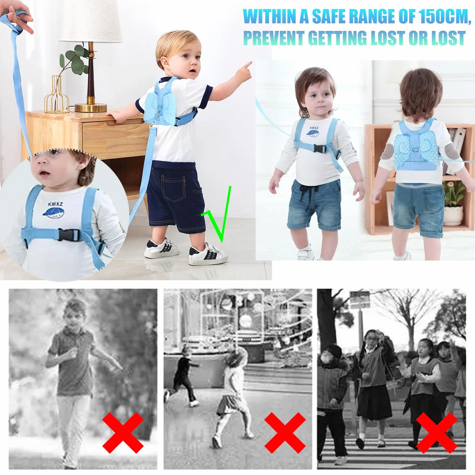 Guinzaglio per Bambini Anti-Loss, Imbracatura di Sicurezza, Collegamento del Polso per Bambino