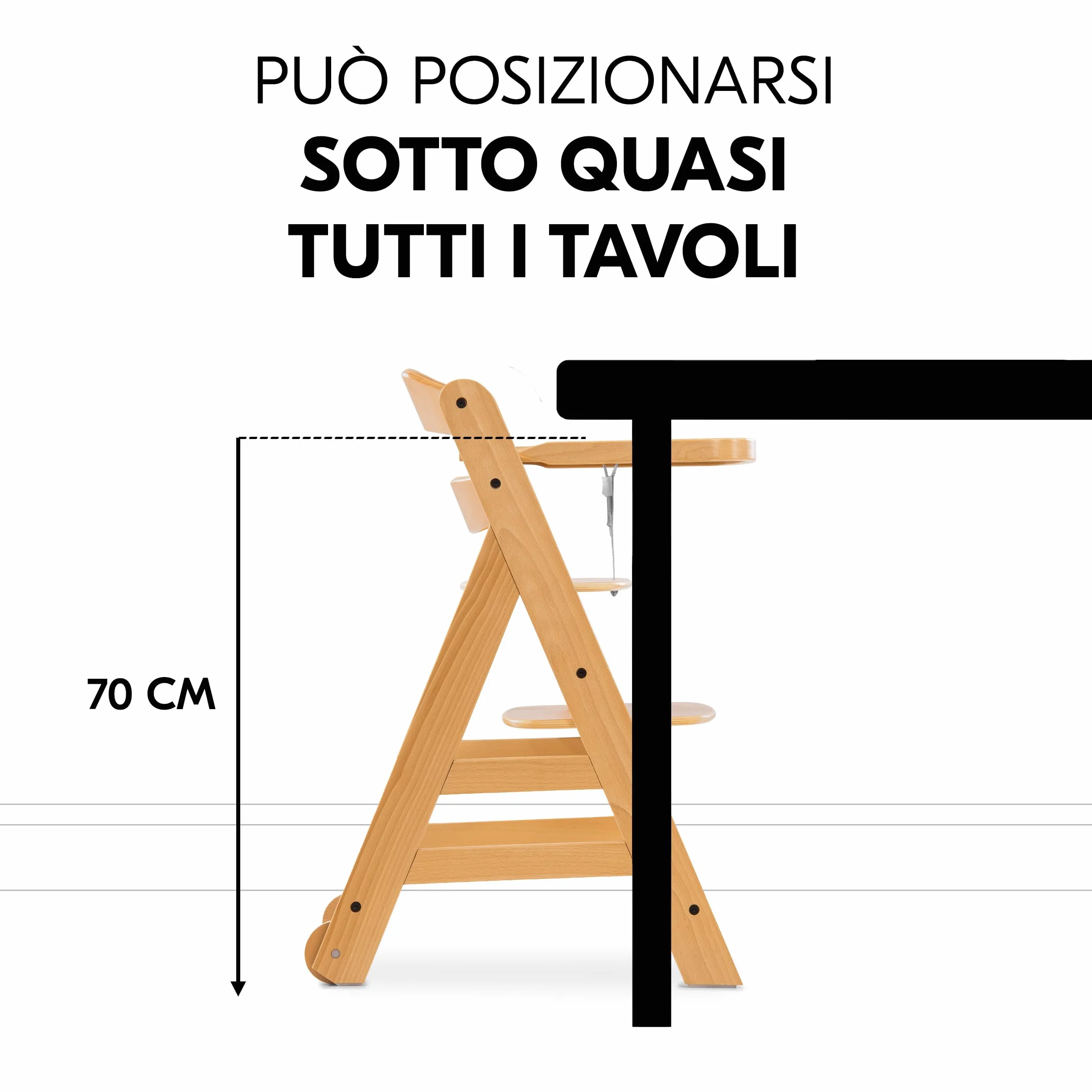 hauck Seggiolone Set Alpha+ Move - Sedia Evolutiva Legno con Ruote, Vassoio e Cuscino - 2 Piatti in Silicone - Legno/Mint
