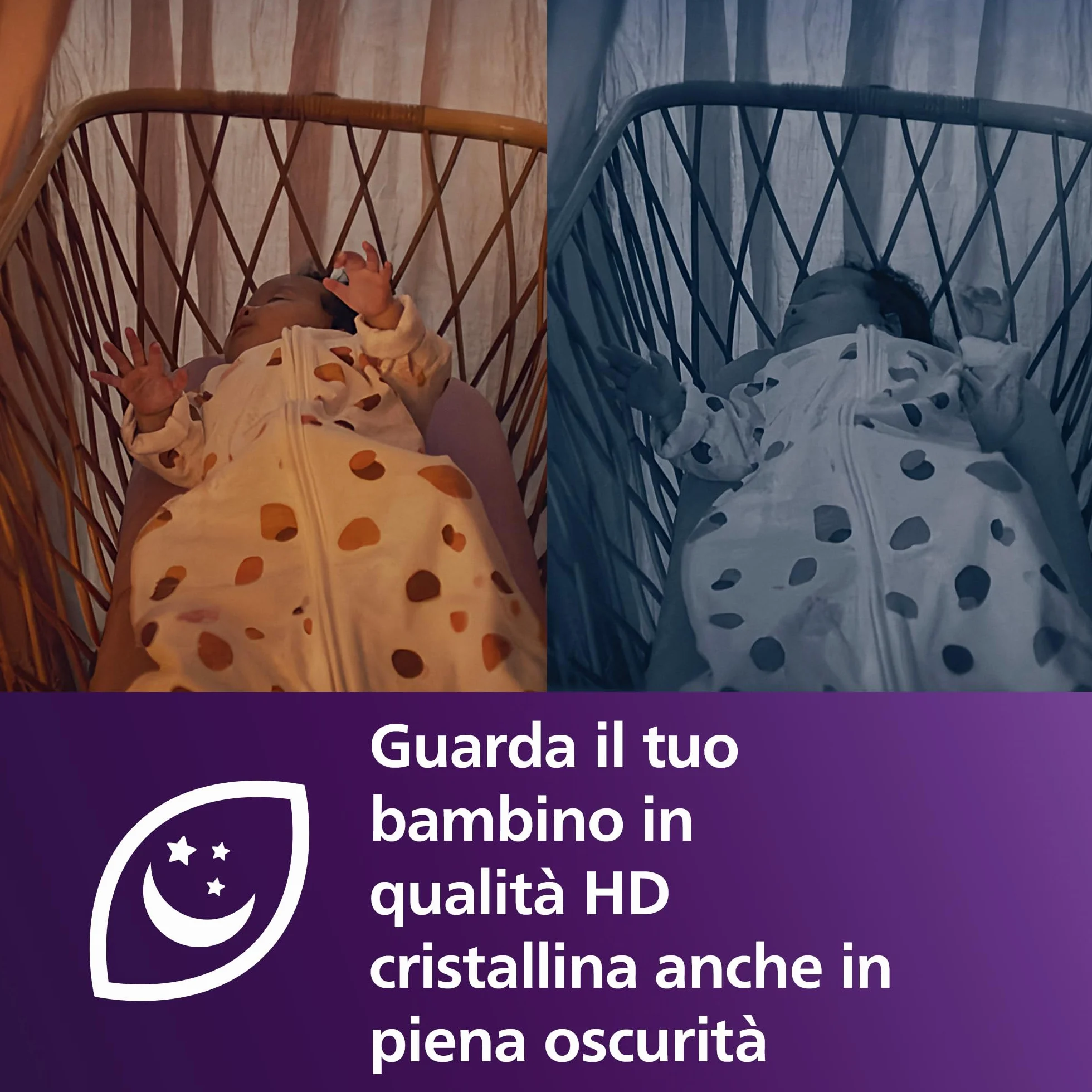 PHILIPS Avent SCD951/26 Baby Monitor Wi-Fi con Telecamera HD, Visione Notturna a Infrarossi, Rilevamento Pianto, Audio Bidirezionale, 12 Ore Autonomia