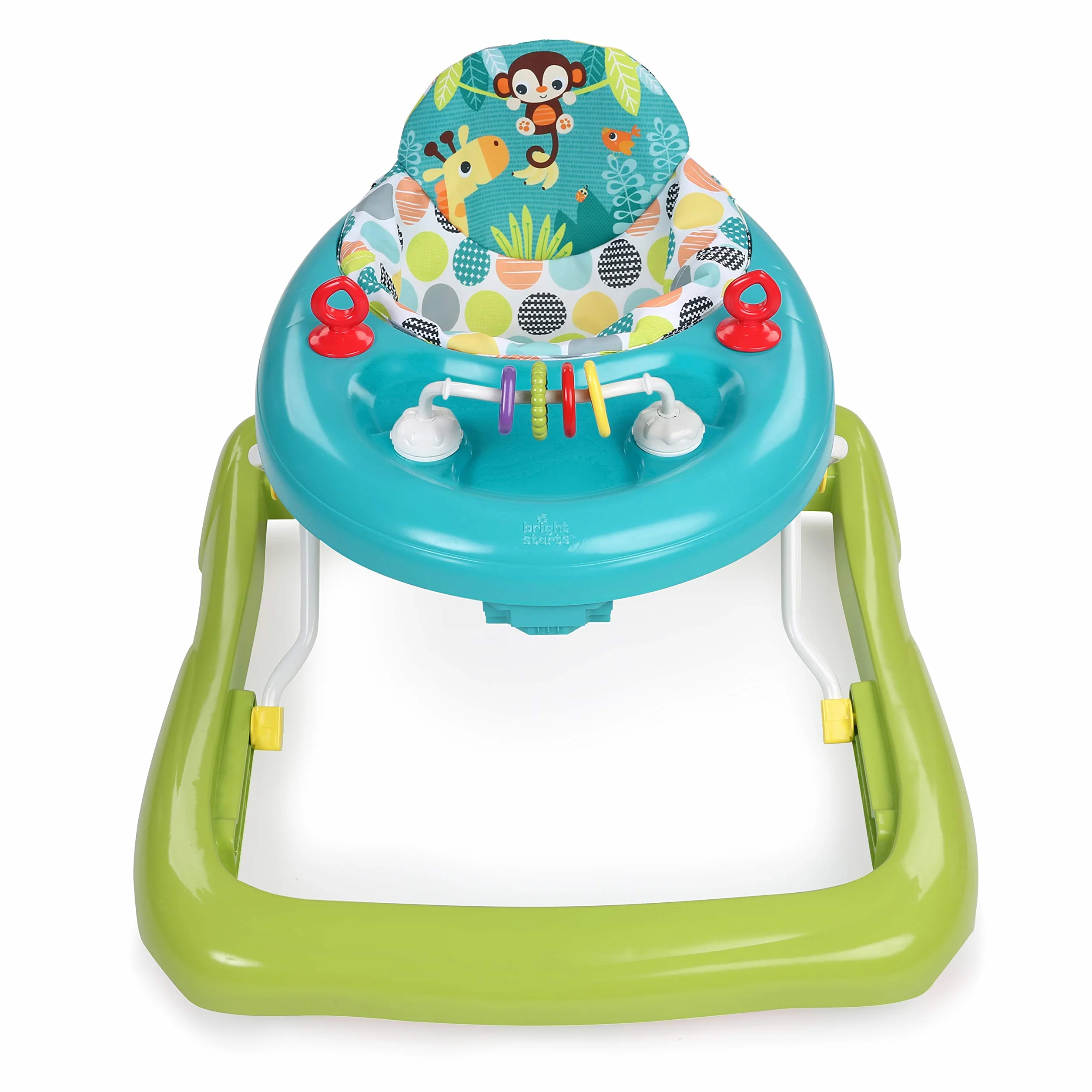 Bright Starts Girello Pieghevole per Bambini Primi Passi Giggling Safari Regolabile in Altezza Sedile Rimovibile