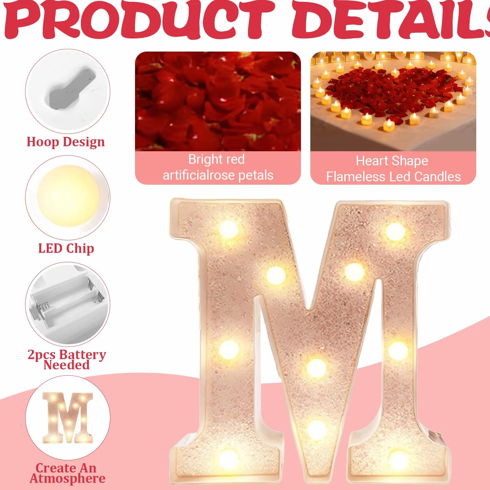 2031 pezzi rosa MARRY ME lettere luminose come decorazione per proposte di matrimonio, 2000 petali di rosa, cartello MARRY ME con 24 candele a cuore senza fiamma, per proposte di matrimonio