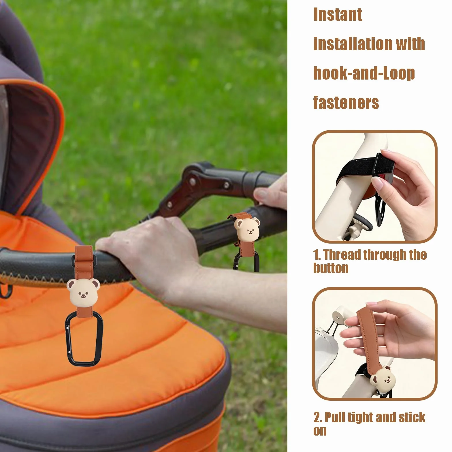 Ganci per Passeggino Portaborse, Clip a Moschettone Grandi per Carrozzina, Borsa