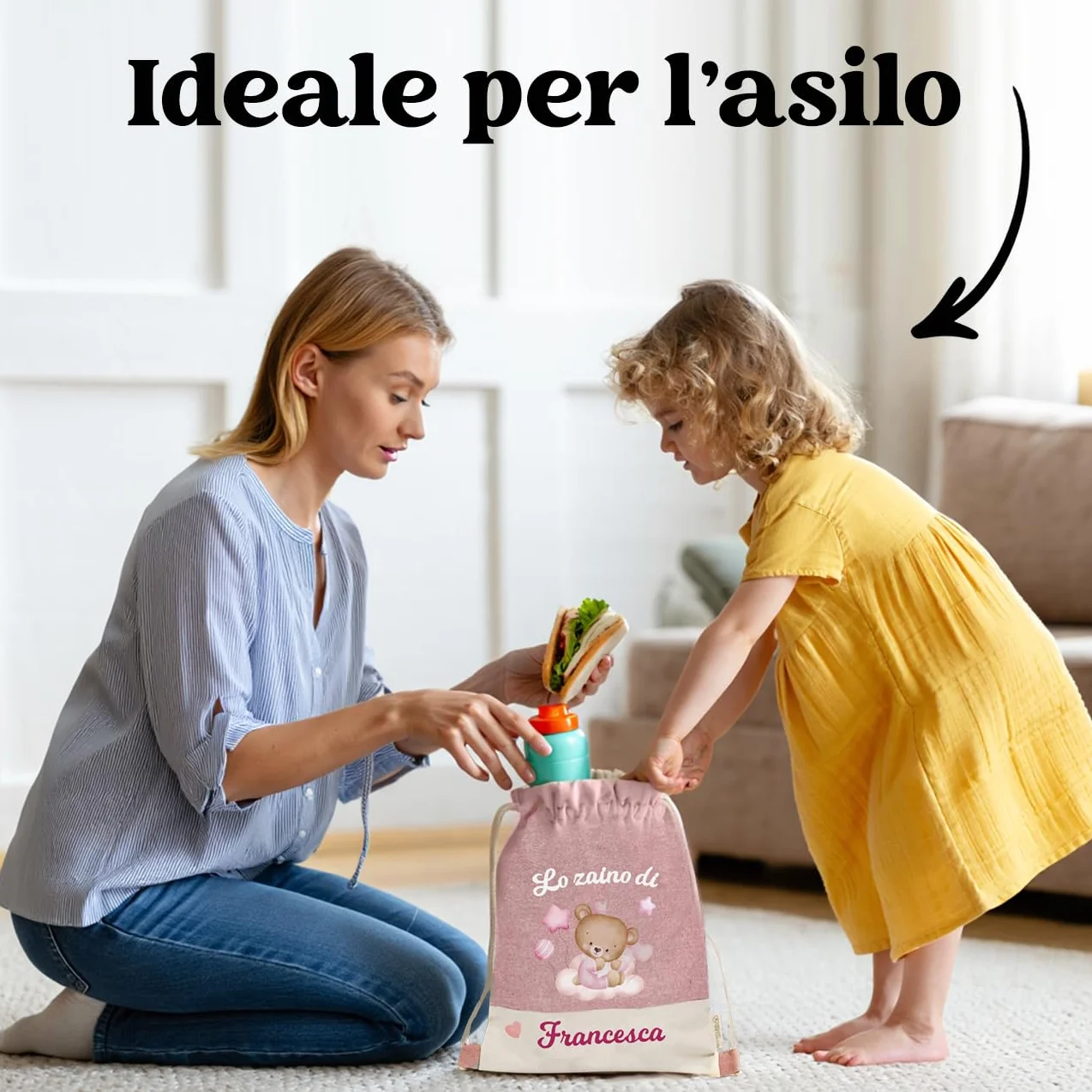 Eco-Friendly Borsa Zaino Mamma Neonata Cotone Riciclato Organizer Ospedale Cambio Bebè Idea Regalo Baby Shower