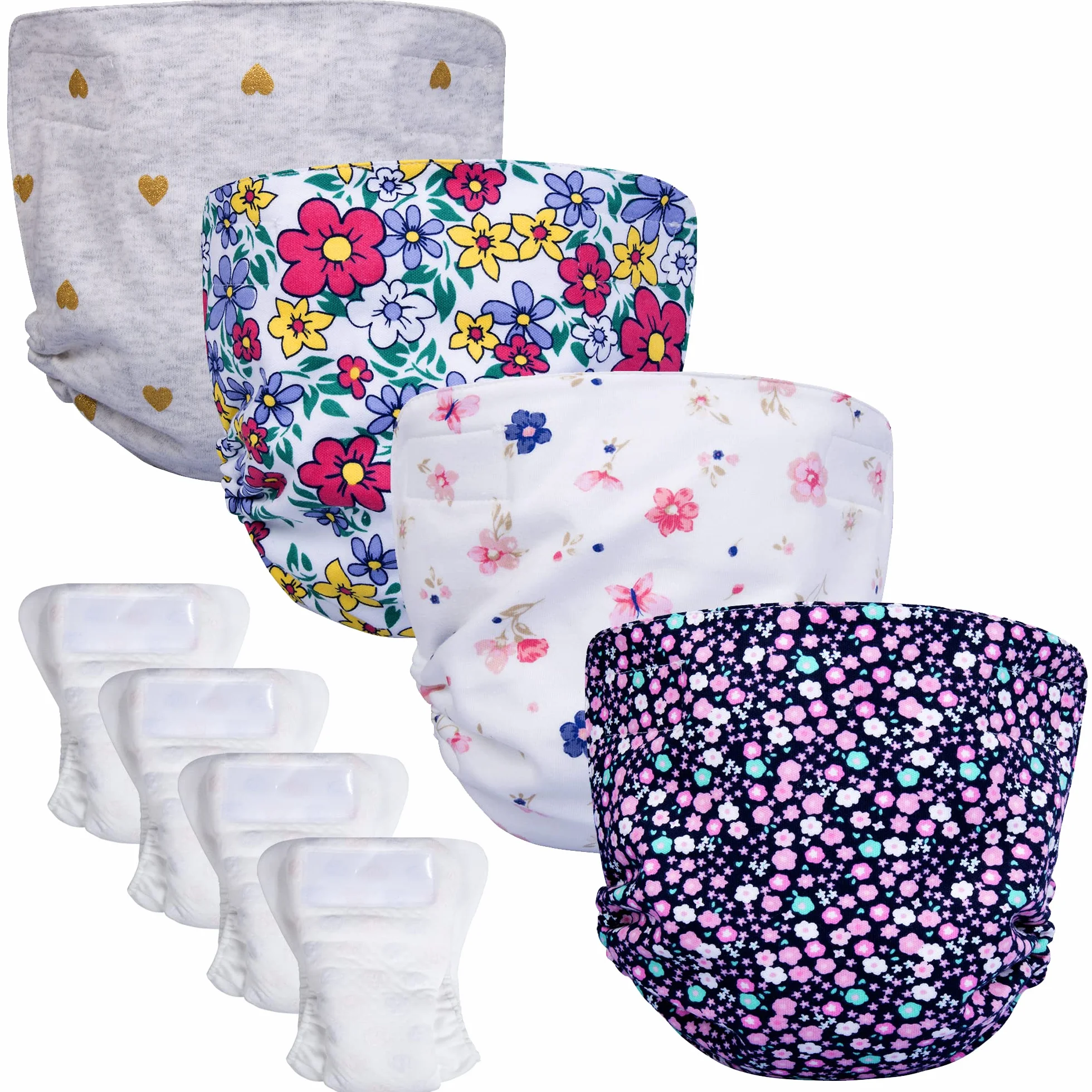 BIG ELEPHANT Copri pannolino per neonati 4 tasche 4 inserti cambia colore riutilizzabile regolabile