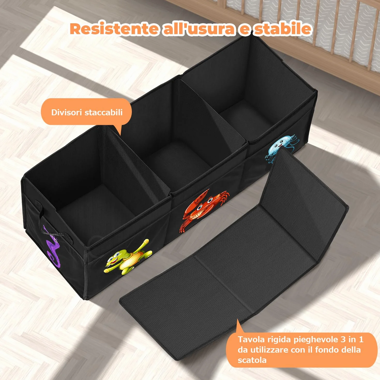 YOHOOLYO Porta Giochi Bambini 123L Pieghevole Contenitore con Coperchio 94x41x32 cm