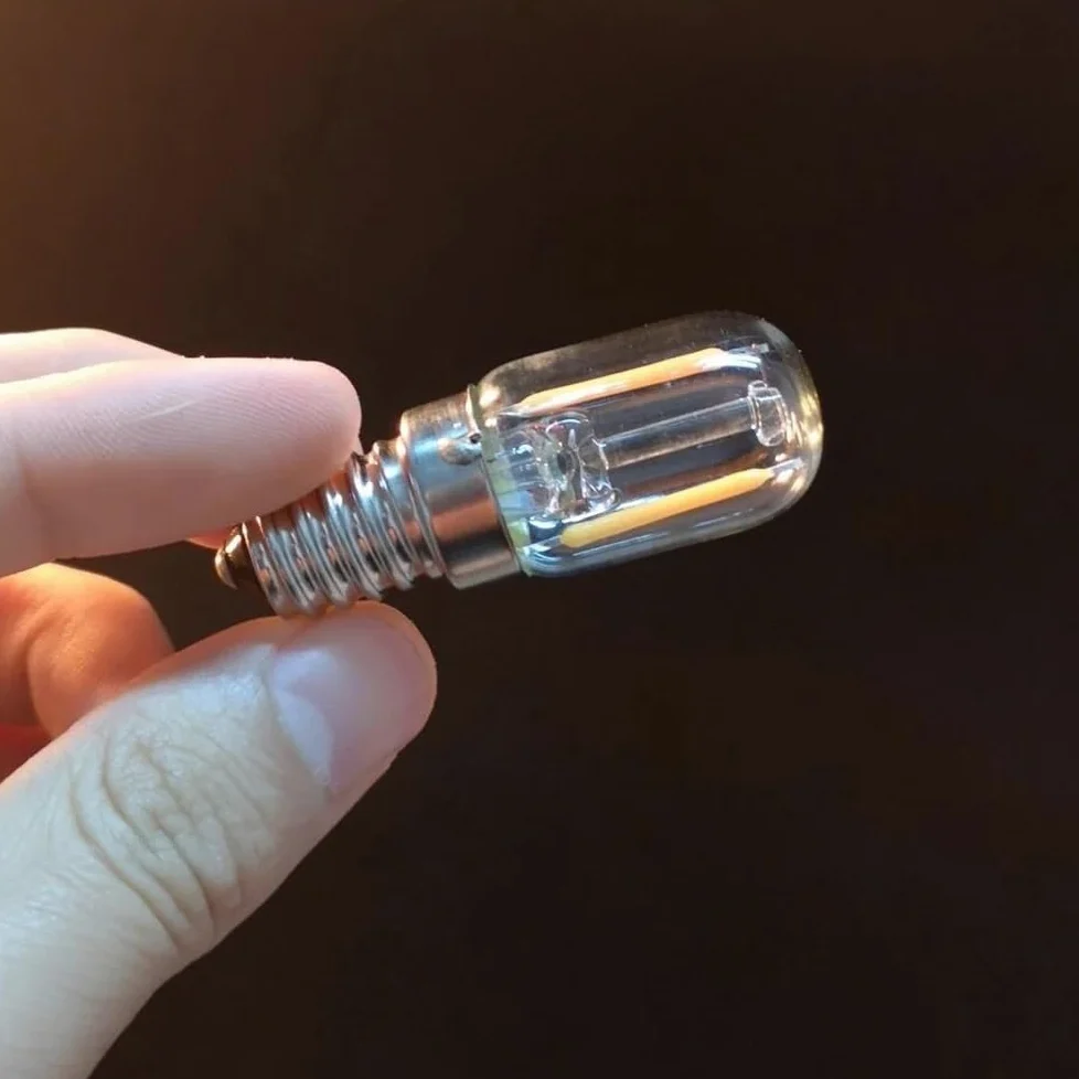 HHF Illuminazione Domestica, Confezione da 50 Lampadine a filamento LED retrò AC220V E12/E14 T20 1W Super Caldo 2200K, Lampada da Frigorifero a LED dimmerabile(1w E12 220V)