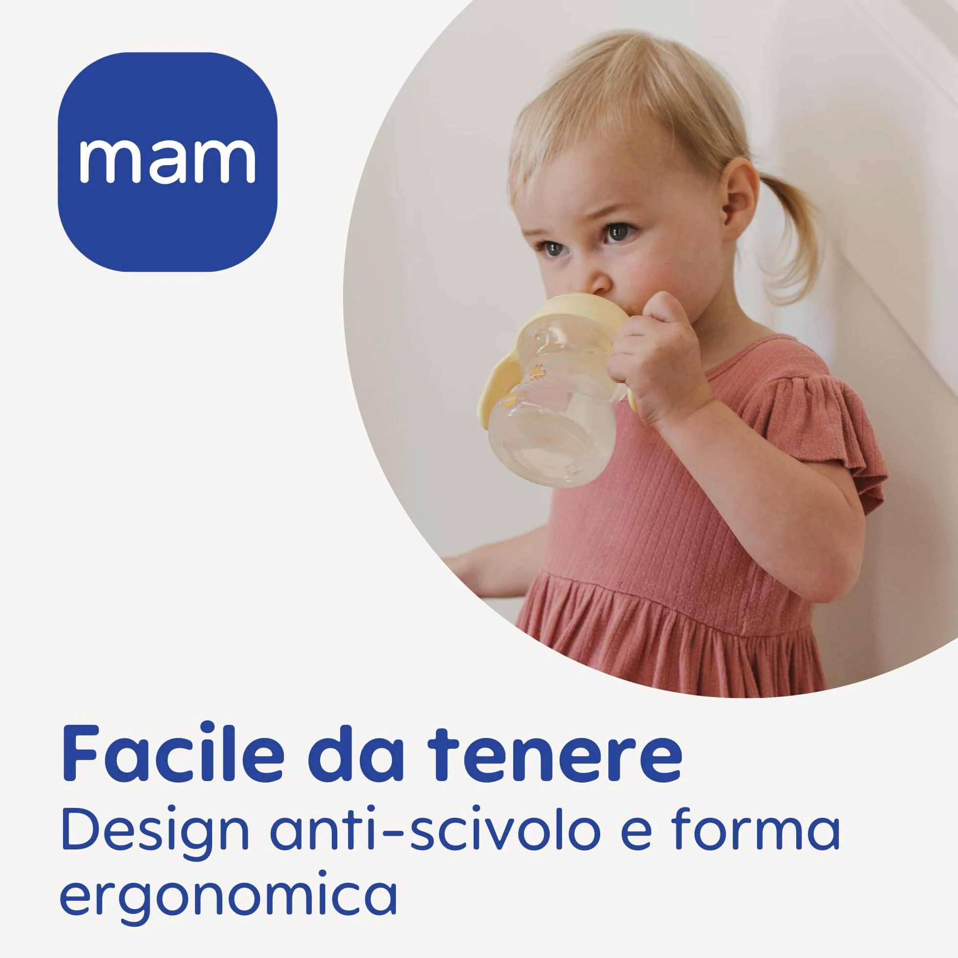 MAM Fun to Drink Cup Tazza bambini 270 ml Biberon neonati 8+ mesi beccuccio anti-goccia valvola flusso libero Borraccia manici antiscivolo Rosa