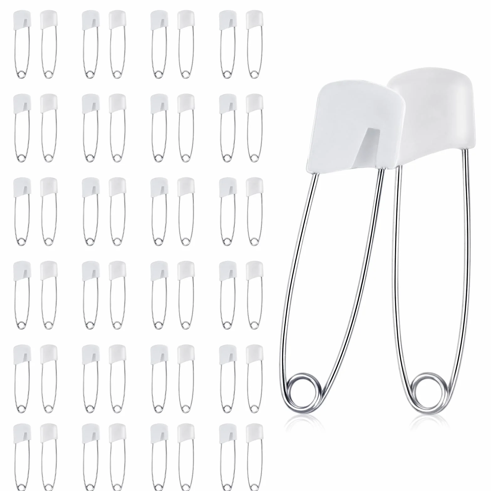 Giantree 50 aghi per pannolini 4 cm spille di sicurezza bianco