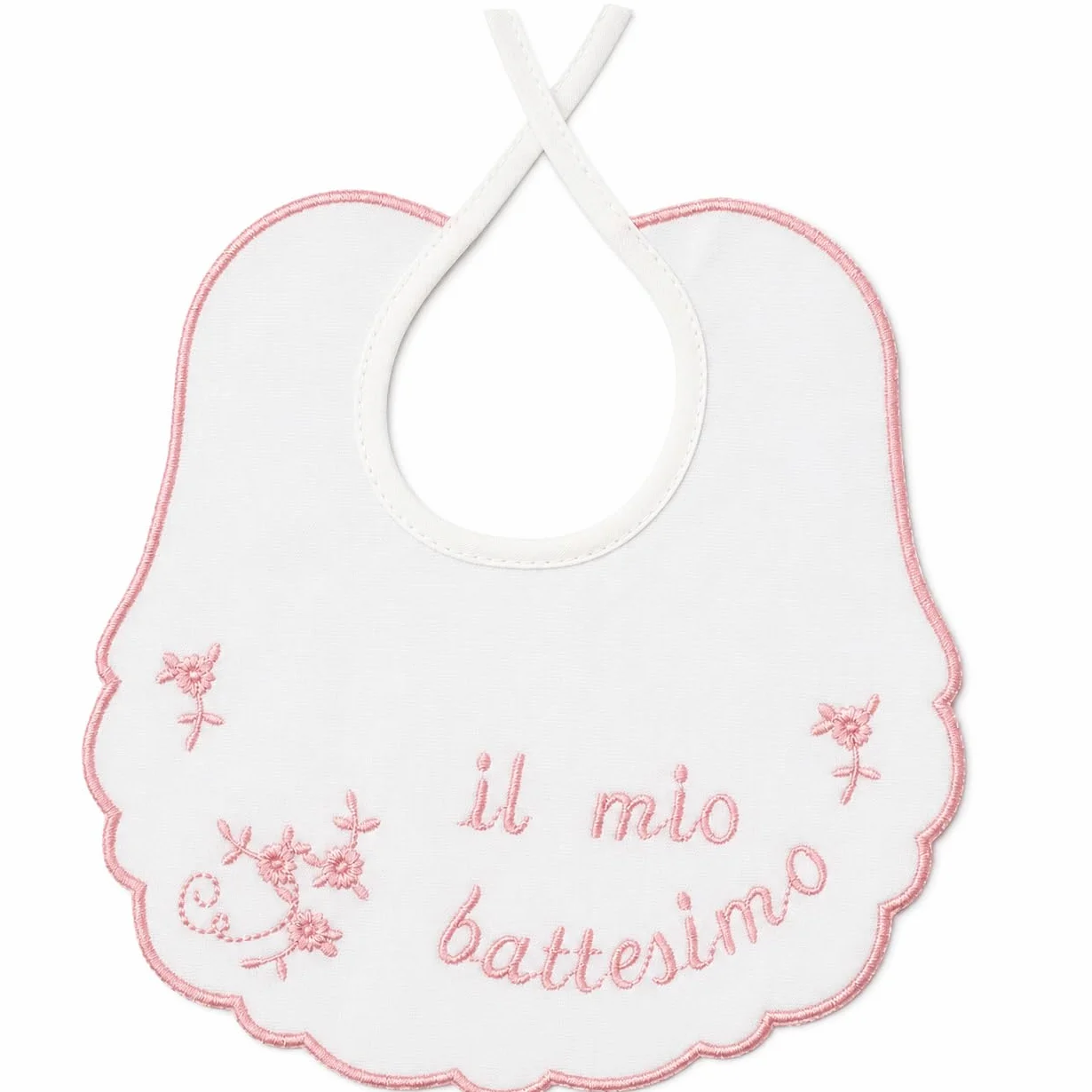 Bavaglino Il Mio Battesimo Ricamato 100% Cotone Artigianato Made In Italy