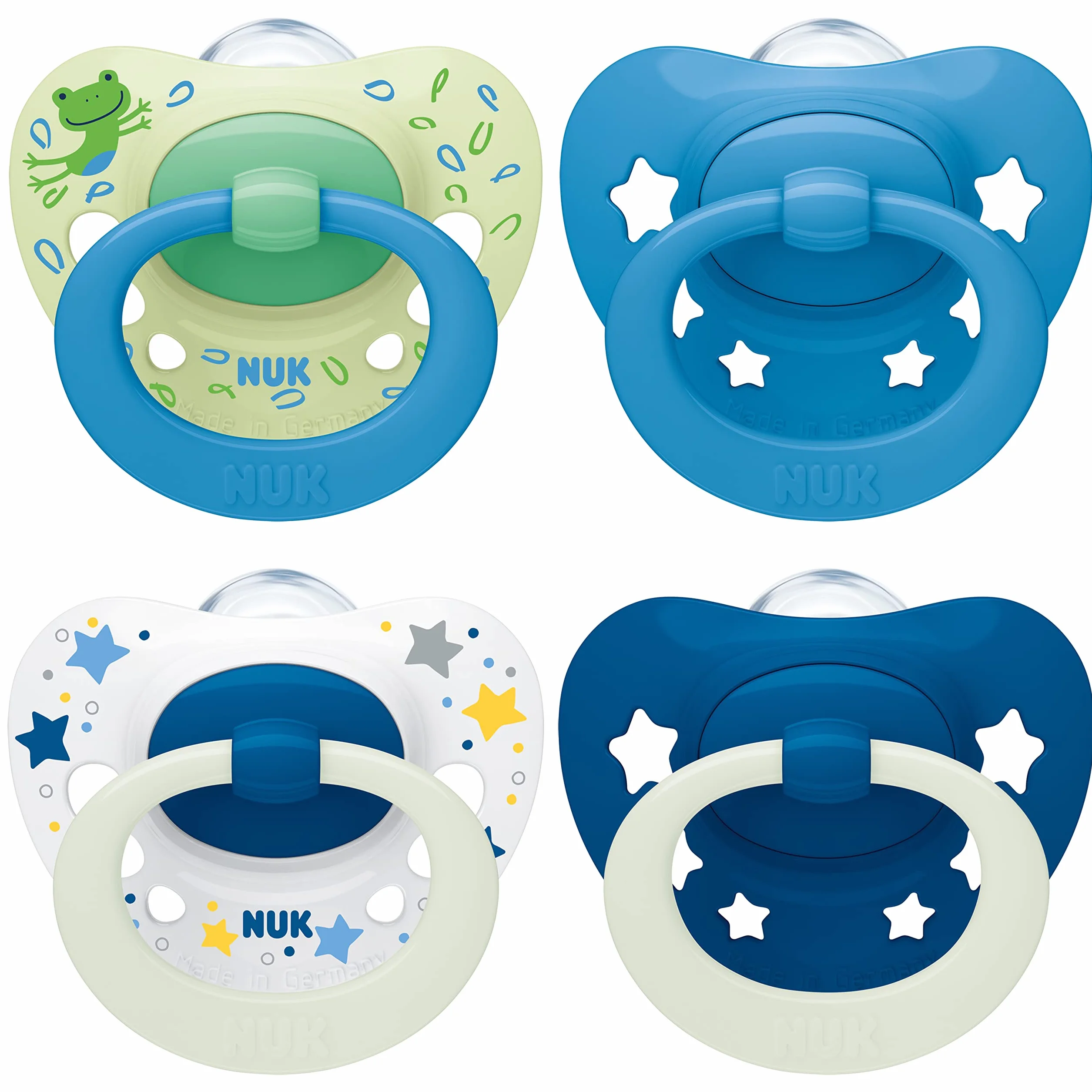 NUK Signature Day & Night Ciuccio 6-18 Mesi 4 Pezzi Senza BPA Silicone Glow-in-the-dark