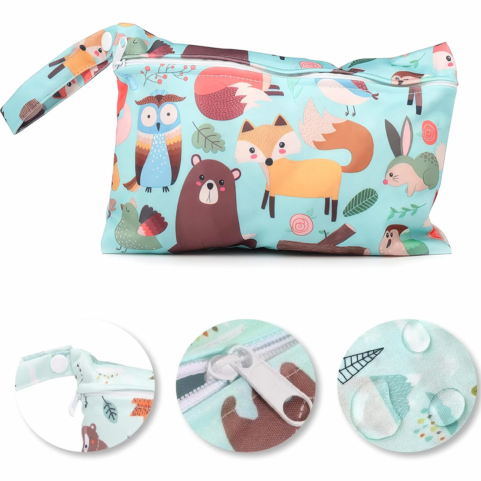Borsa Pannolini Riutilizzabile Wet Bag con Cerniera Lavabile per Neonato Viaggi Spiaggia Piscina Gym