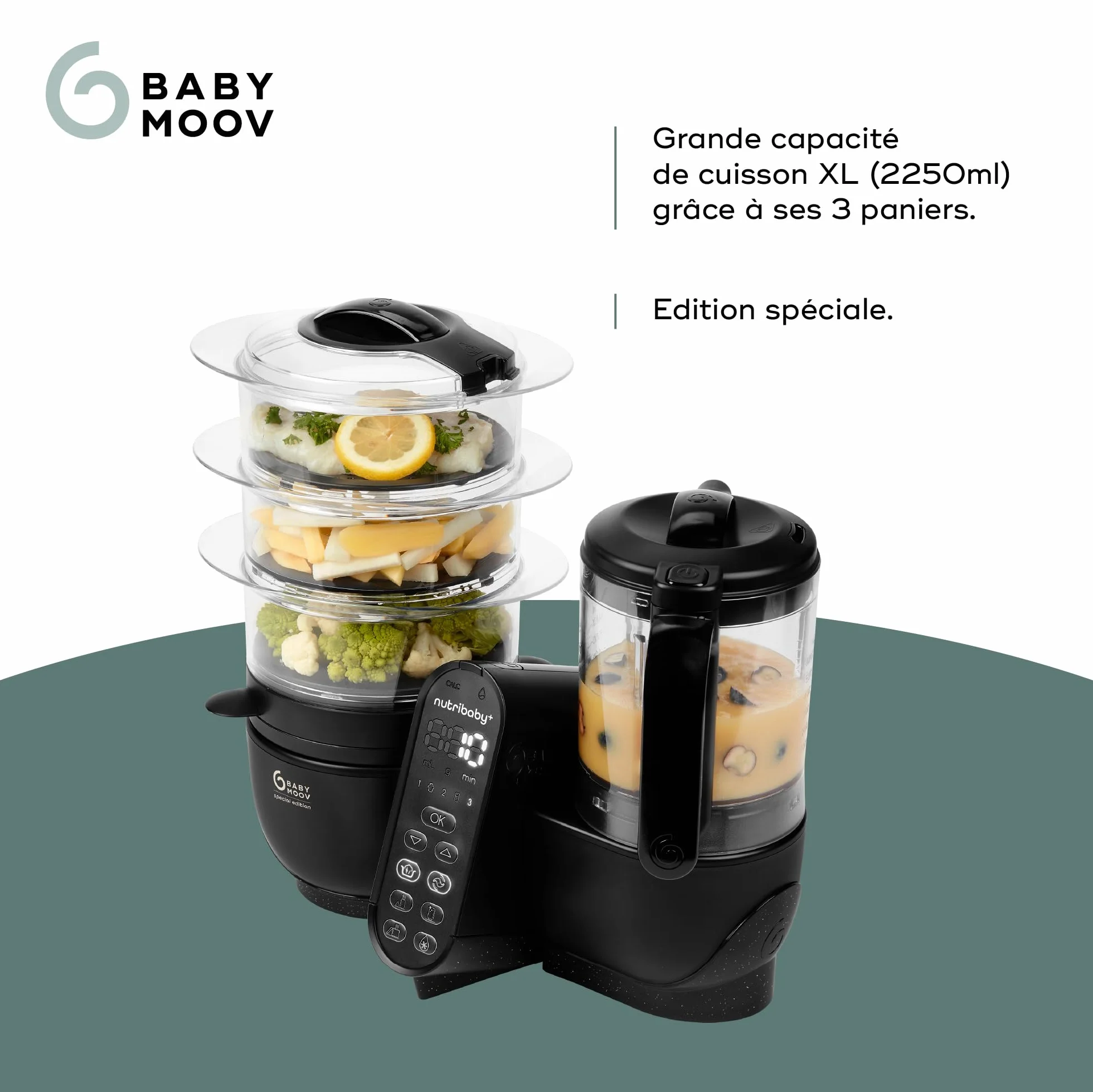 Babymoov Nutribaby(+) XL Cottura a Vapore per Bambini 2,9L 6 Funzioni Nero