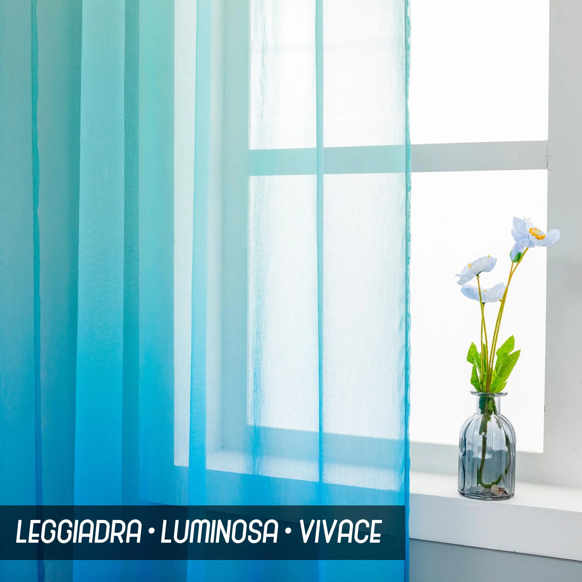GIRASOLE HOME Tende Voile Semi Trasparenti Arcobaleno 2 Pannelli 140x275cm