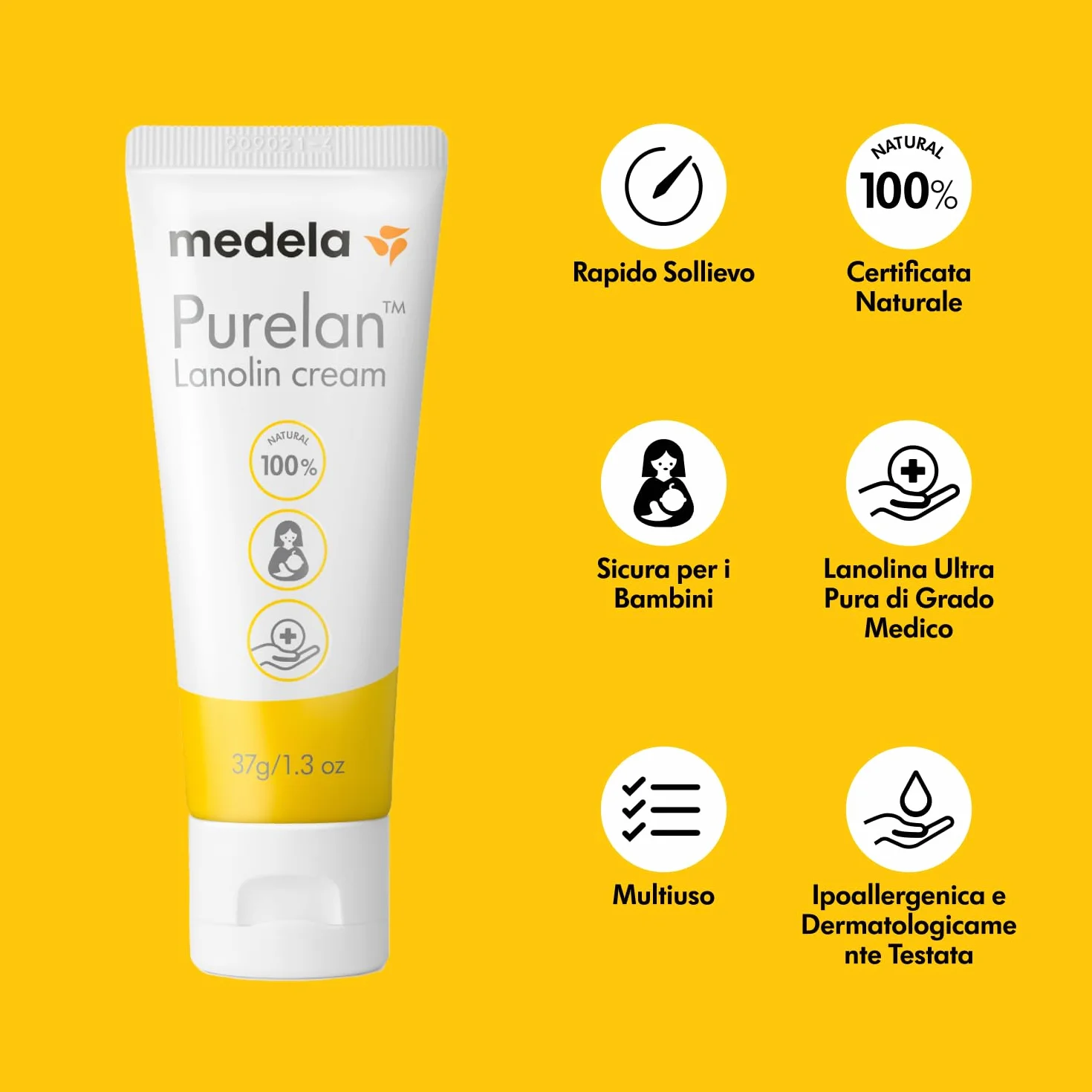Medela Purelan Crema alla Lanolina per Capezzoli, Sollievo Rapido, 37 g