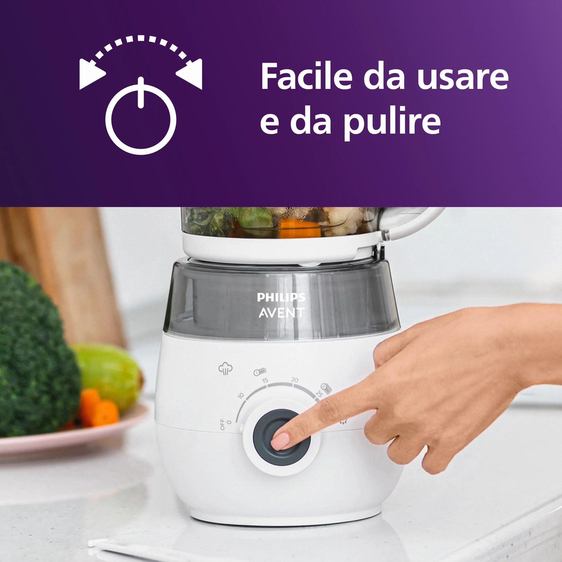 Philips Avent SCF883/01 EasyPappa Plus 4 in 1 Cuocipappa Multifunzione, 1 litro, Bianco/Grigio