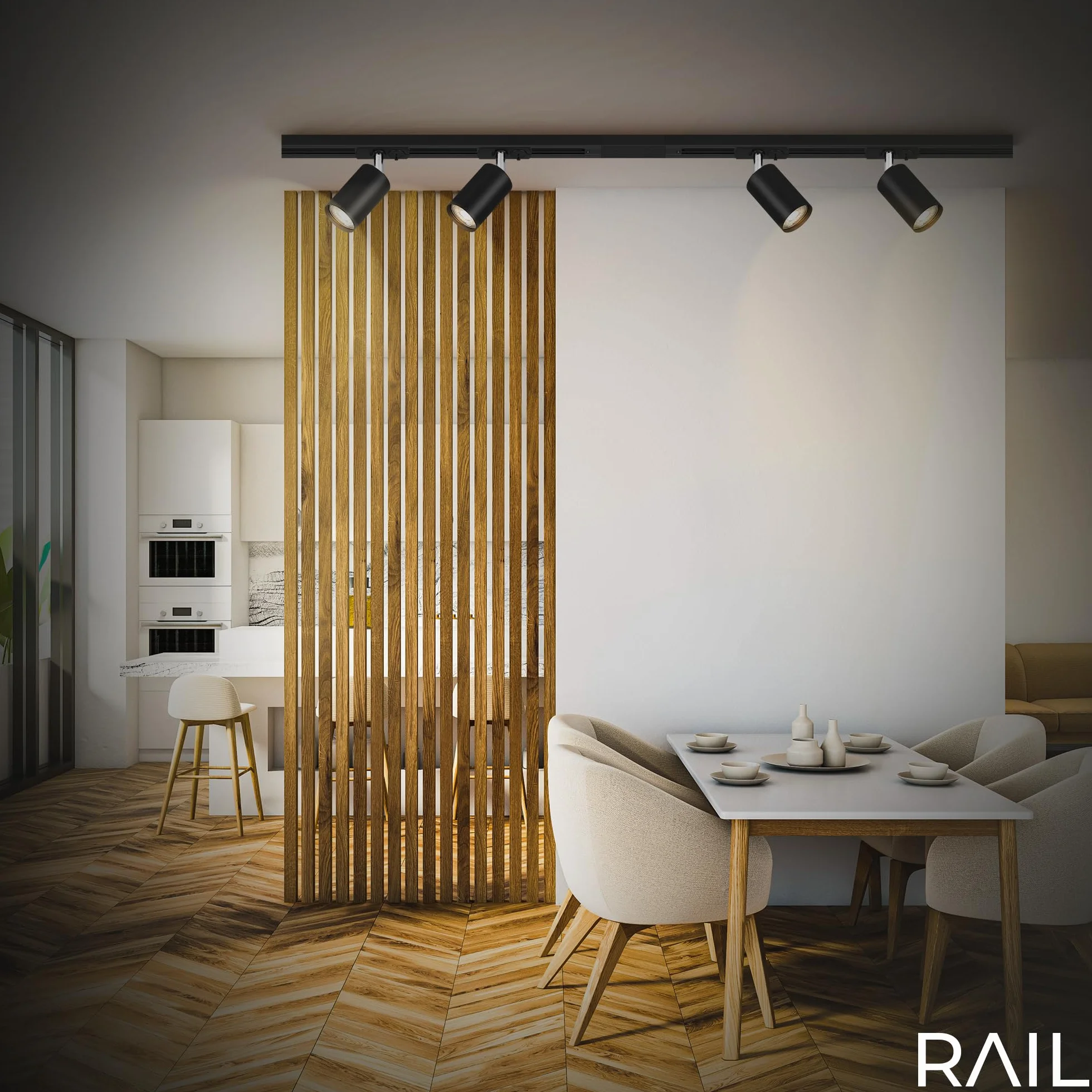 BRILONER - Set iniziale di binari, 4x spot GU10 orientabili, espandibili, sistema di illuminazione a binario a soffitto, binario per faretti, lampada a soffitto, plafoniera, faretto, 9W, 1,5 m, nero