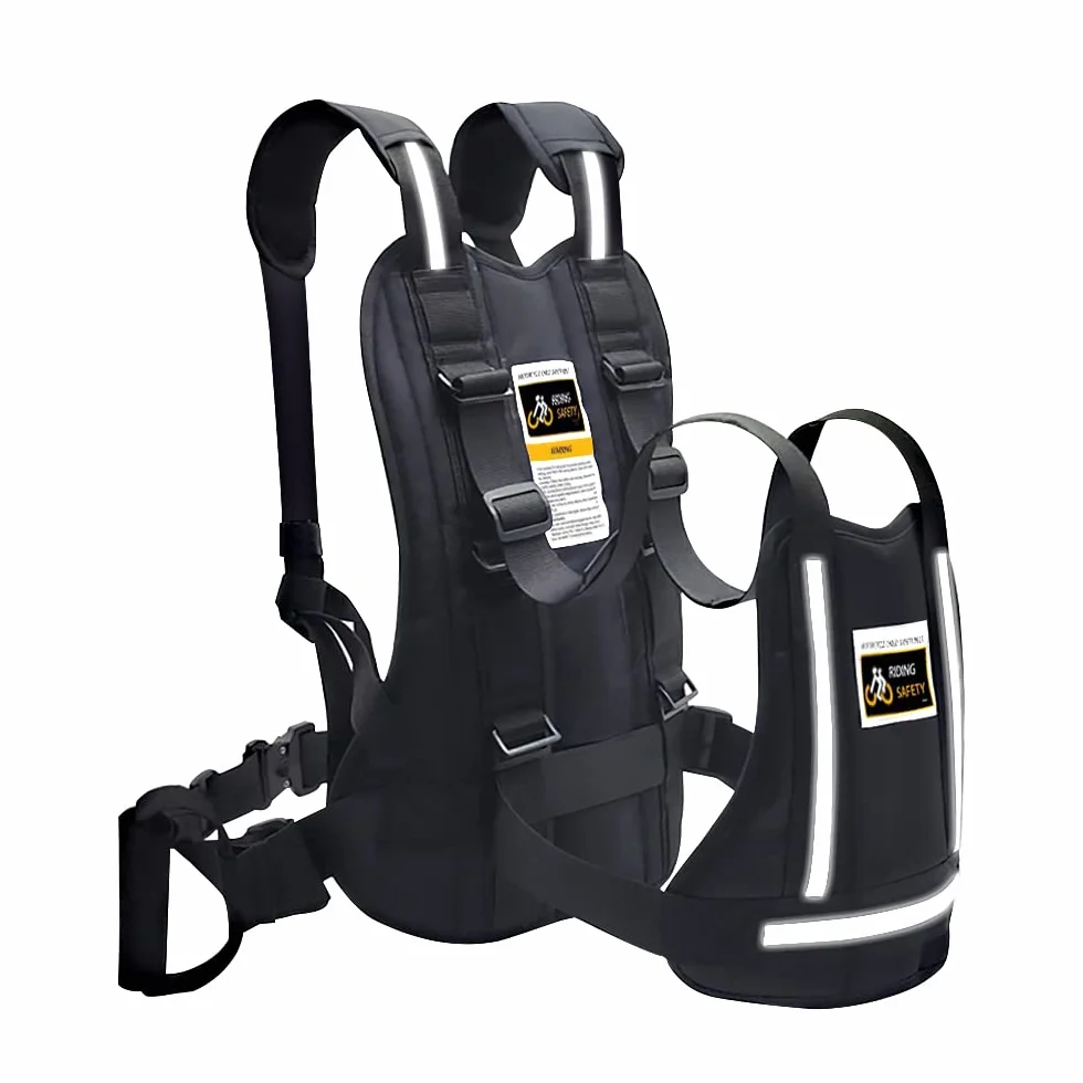 Jolik Imbracatura Moto Bambini Regolabile con Manici Riflettente Nero