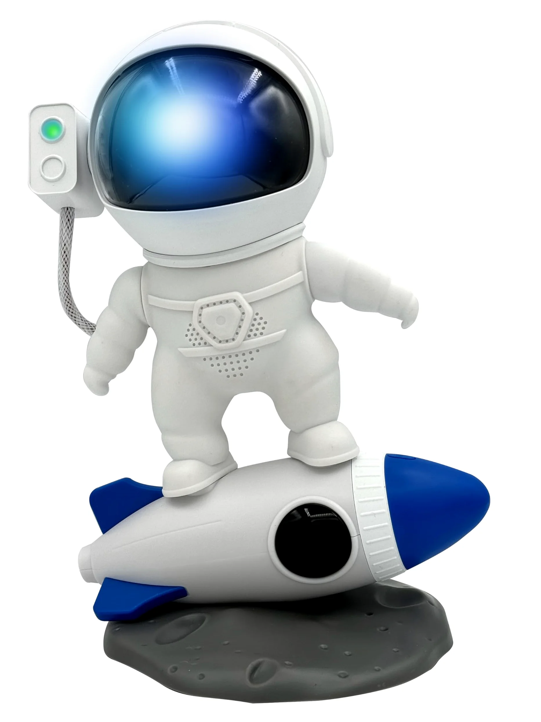 Wireless Express Rocket Man - Altoparlante Bluetooth Astronauta con Proiettore Luce Notte Stellata, Rumore Bianco, Timer, Testa Rotante, Telecomando