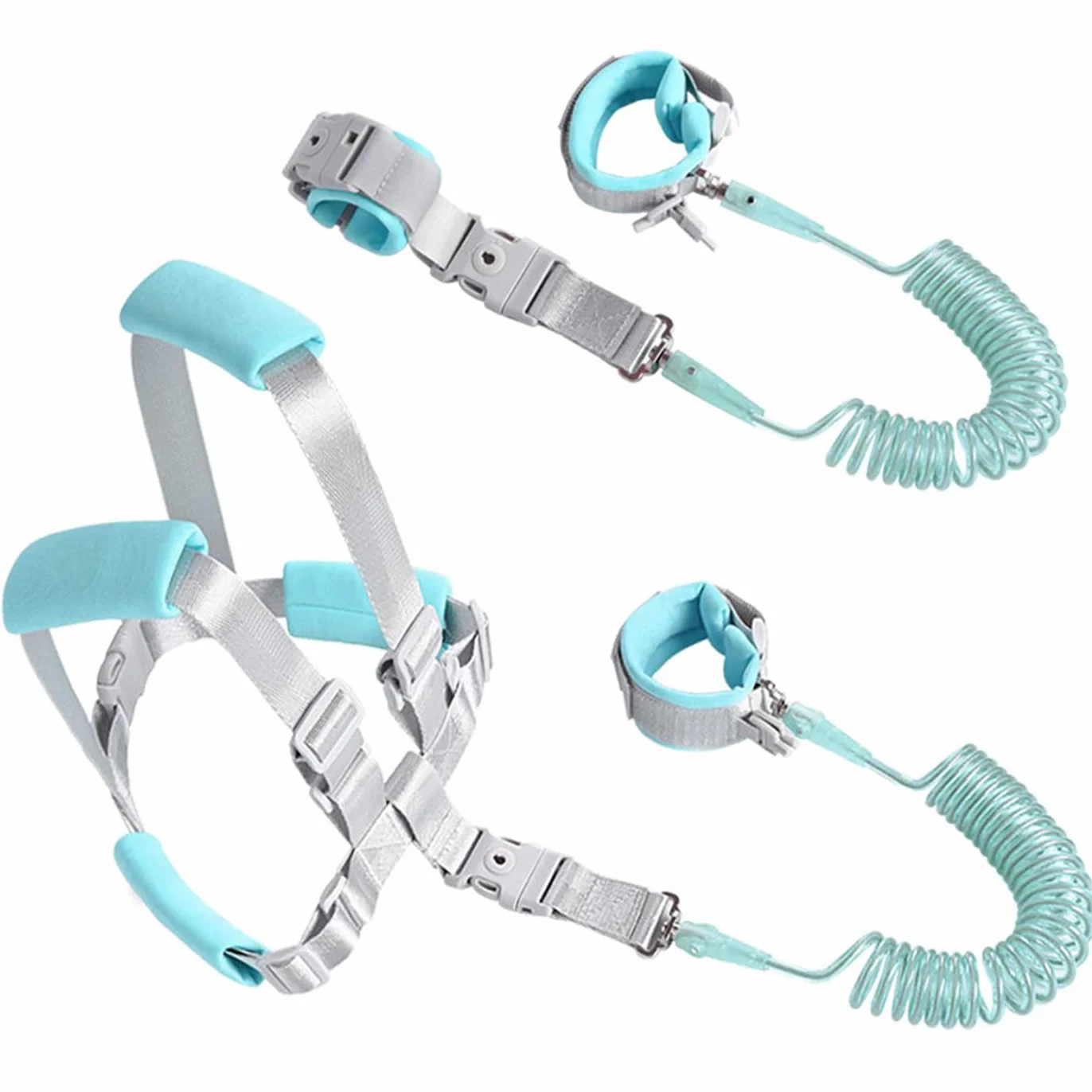 Guinzaglio di sicurezza per bambini 2 in 1 Antiperso Collegamento polso Elastico 2 m Verde chiaro