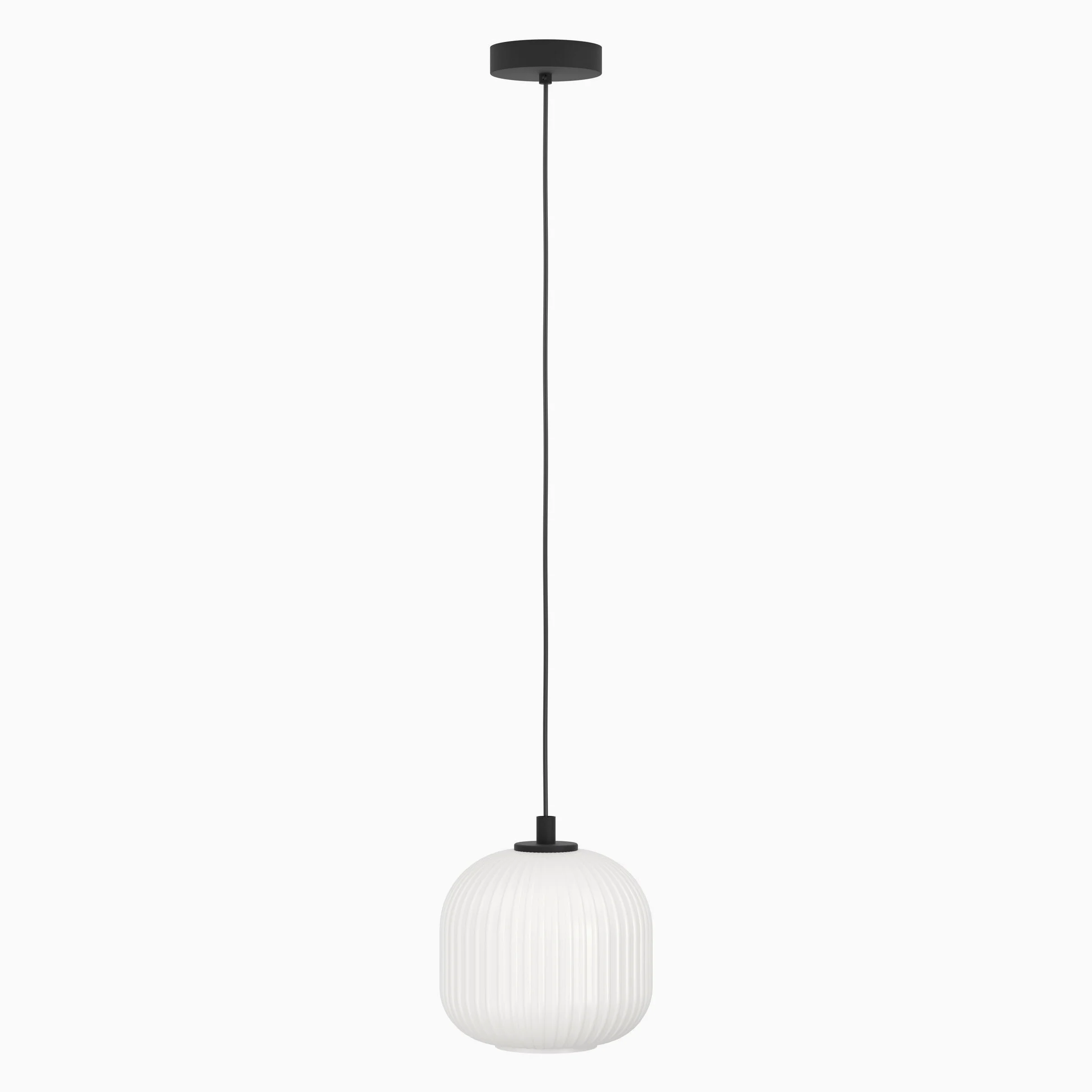 Eglo lampada a sospensione Mantunalle 1, luce a sospensione, illuminazione | in metallo in nero e vetro bianco, attacco E27, Ø 20 cm