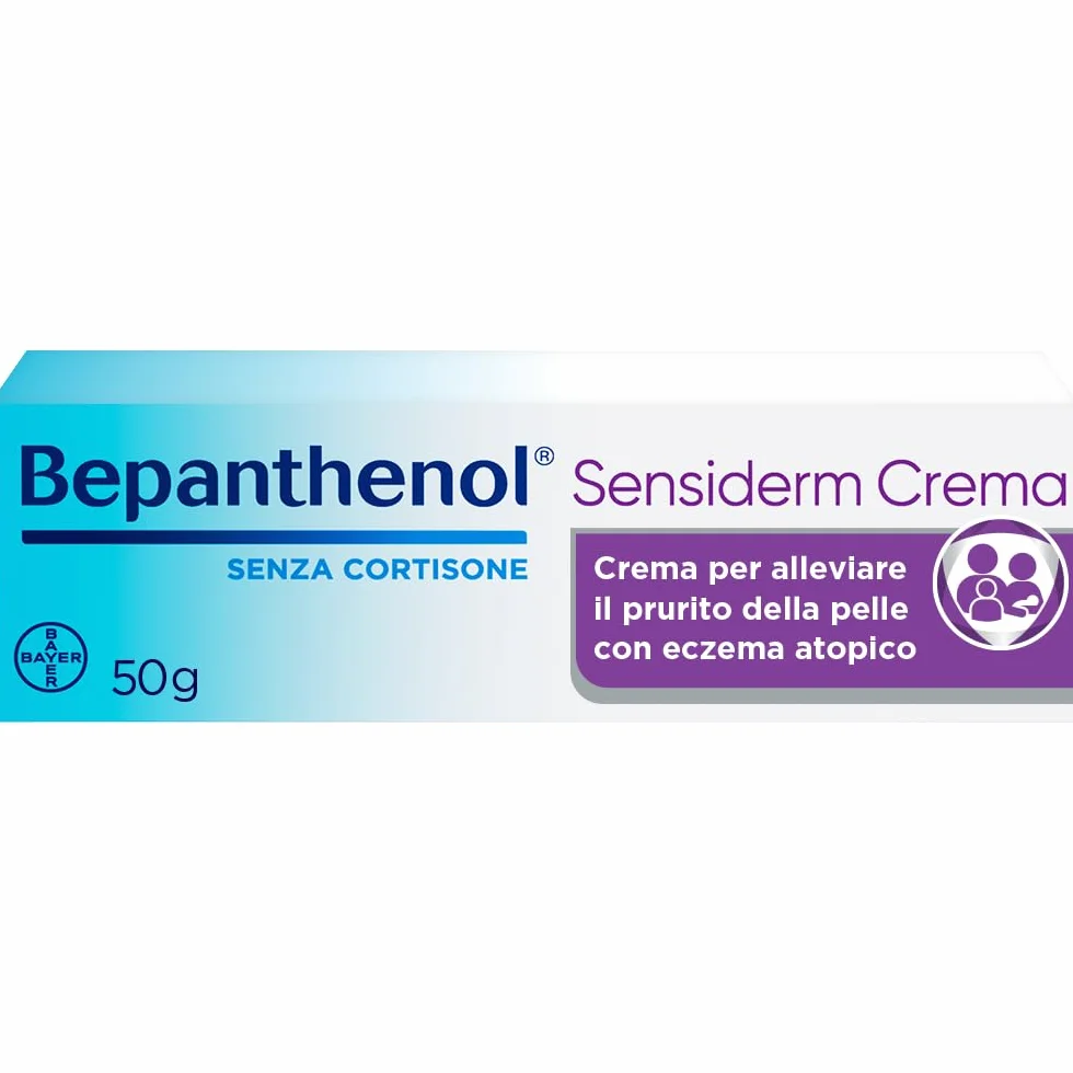 Bepanthenol Sensiderm Crema Idratante Corpo Viso e Mani, Dermatite Atopica, Eczema, Prurito, 50g