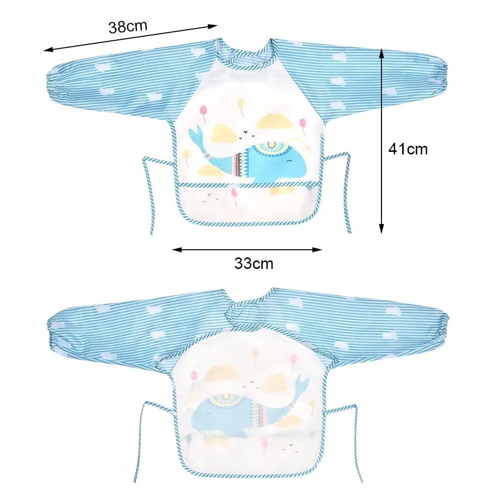 Vicloon Bavaglini Impermeabili con Maniche per Bambini Set 3 Pezzi Grembiule Pappa Pittura 6 Mesi 3 Anni