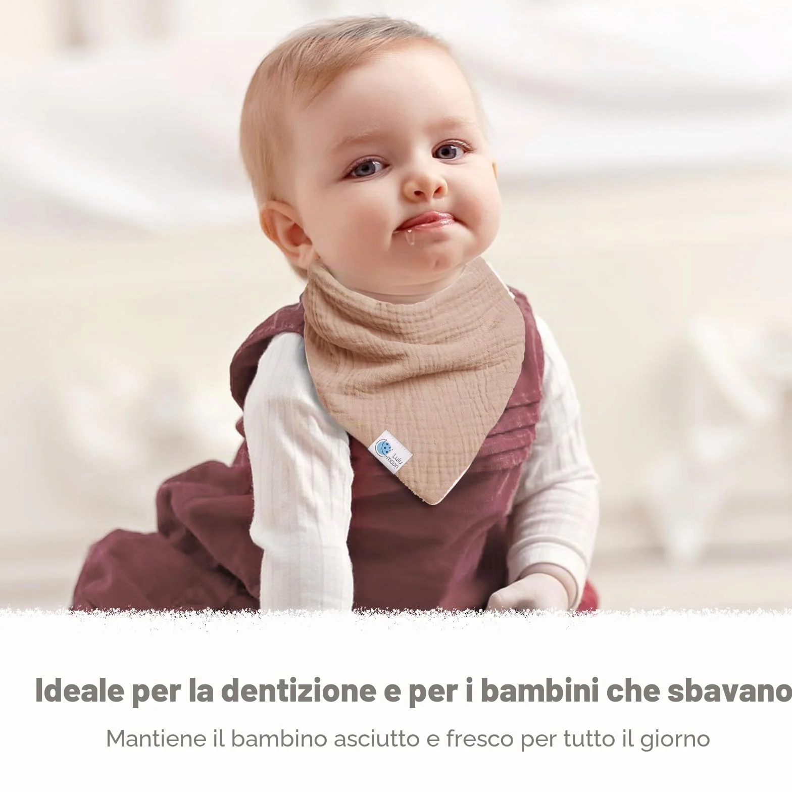 Bavaglino in Mussola per Neonati 100% Cotone Triangolare Bambine Ragazzi