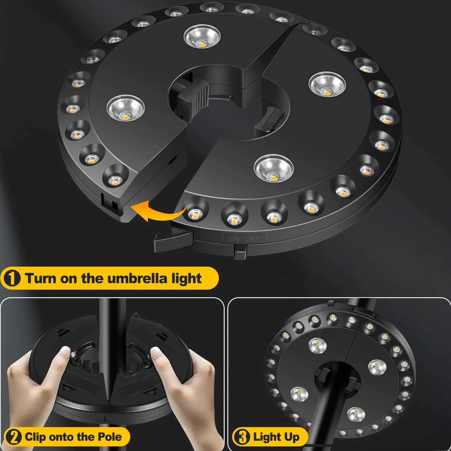 Luce a LED ricaricabile tramite USB, luce bianca fredda, illuminazione esterna senza fili per ombrelloni da giardino, paralumi da appendere e decorazione a bordo piscina