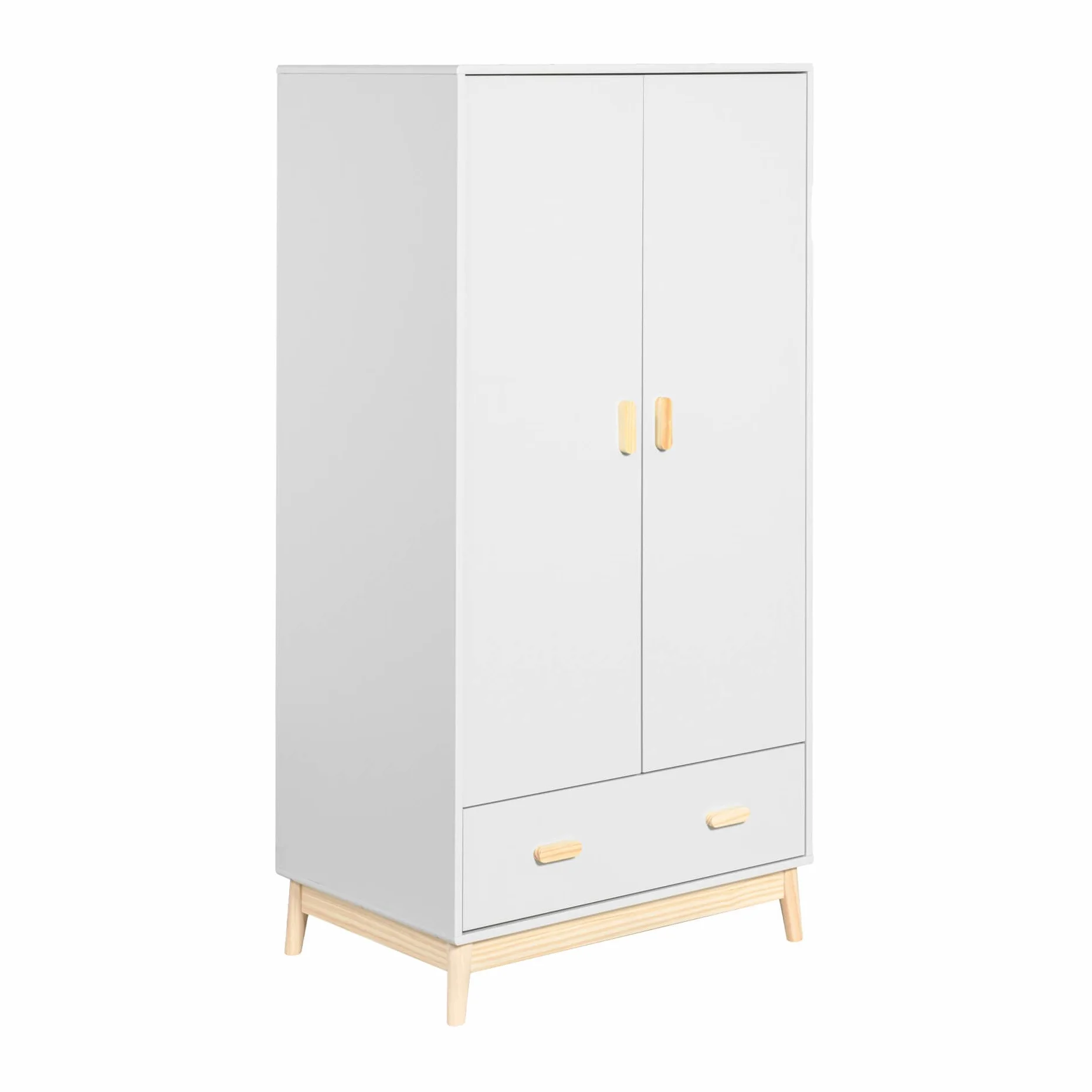 Rebecca Mobili Guardaroba per Bambini Armadio Cameretta Bianco Marrone MDF Pino 175x80x55 cm