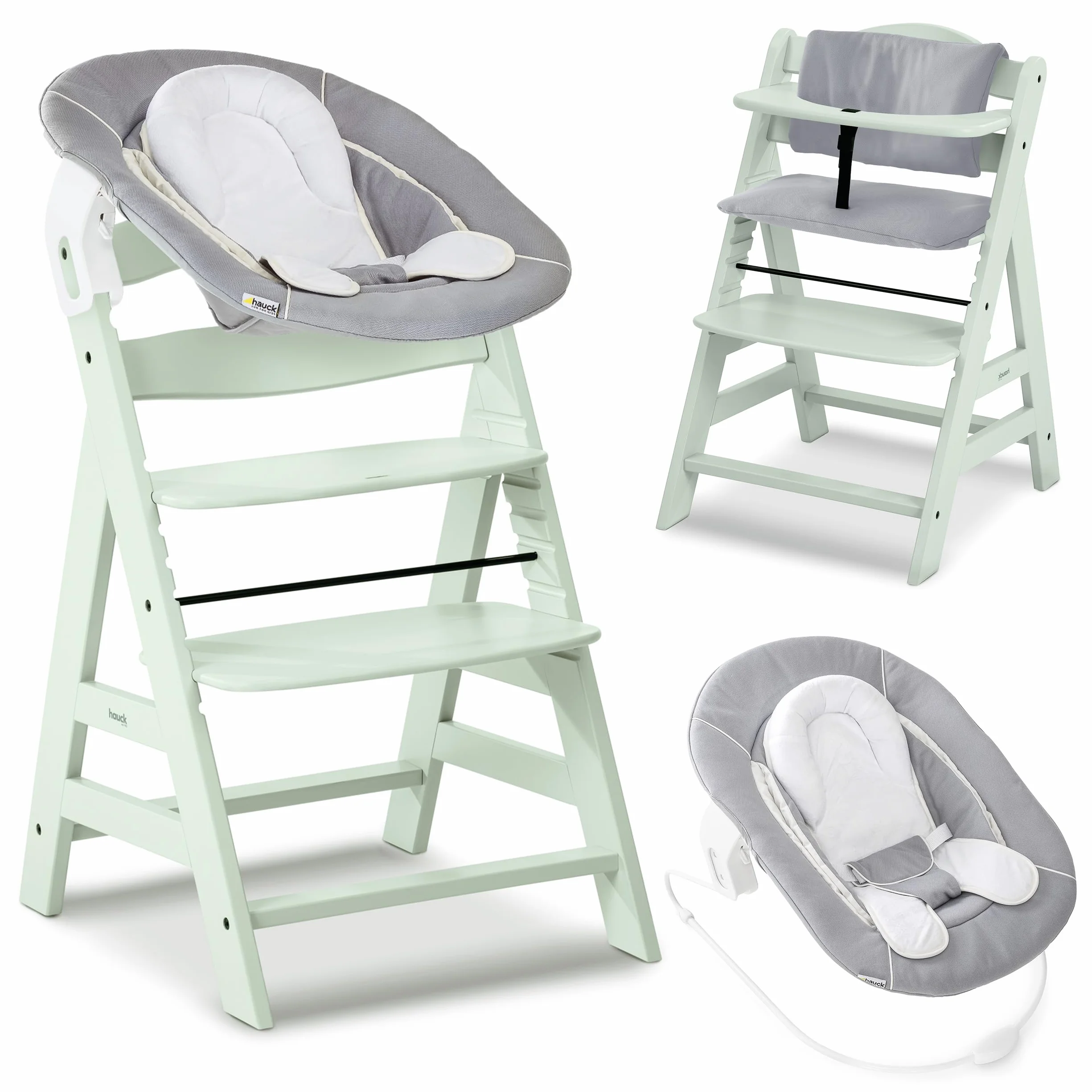 hauck Seggiolone Pappa Alpha Plus Newborn - Seggiolone Evolutivo Legno Classic Menta