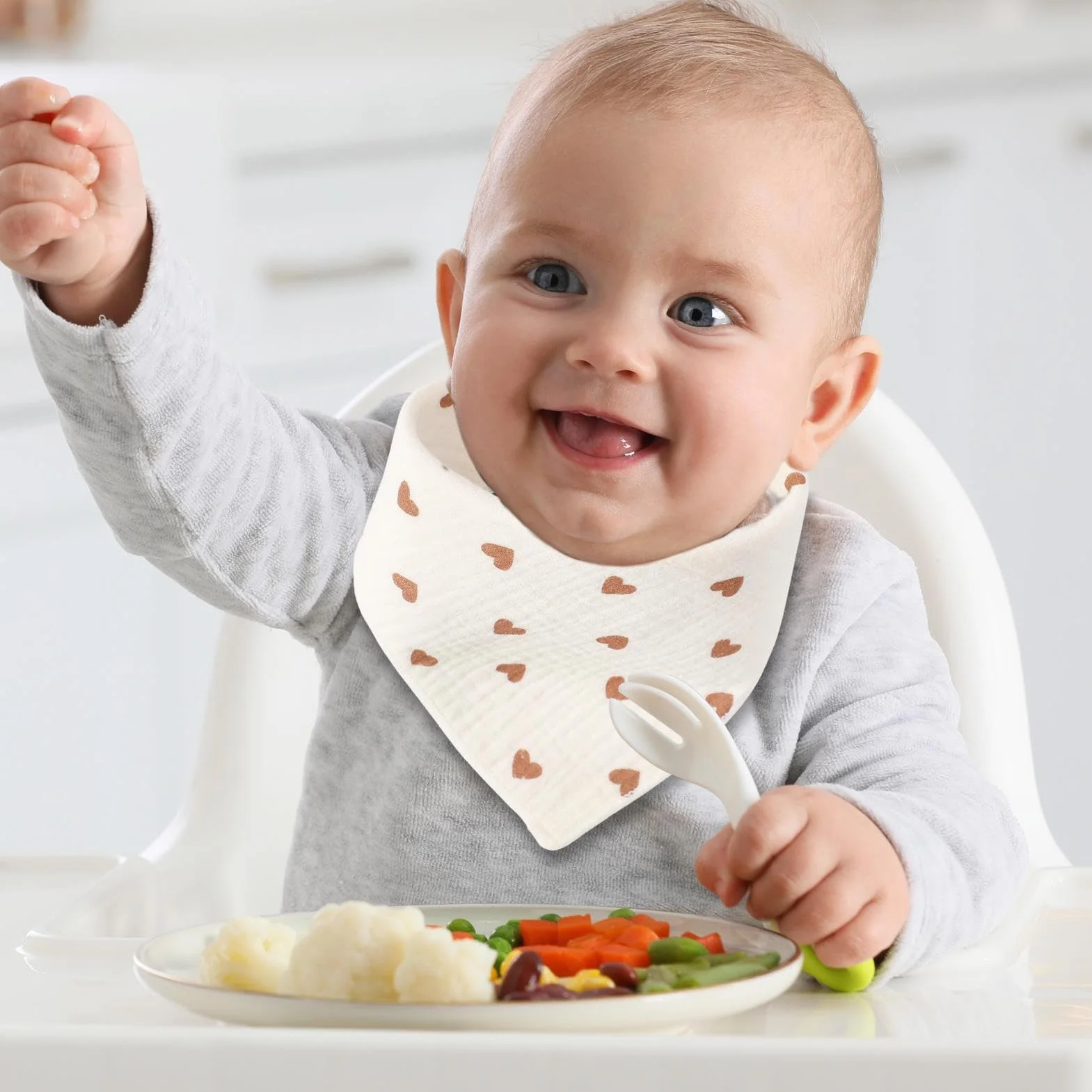 Bibs for Drooling and Teething, 6-Piece Soft Absorbent Burp Towels, Adjustable Newborns Feeding Cloths