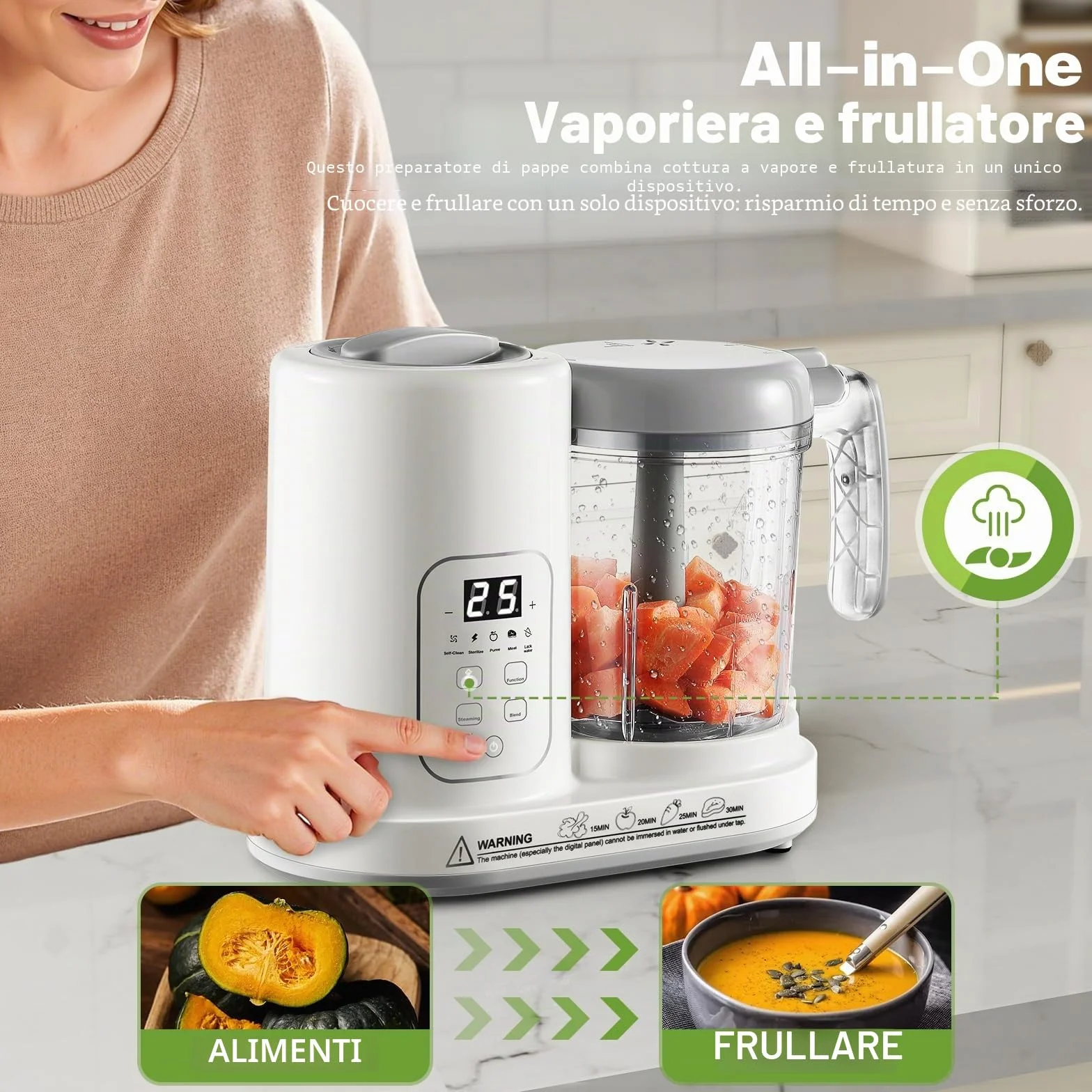 TopStrong Omogeneizzatore per Neonati Baby Food Maker Vapore Mixer Pulizia Automatica Riscalda Scongela