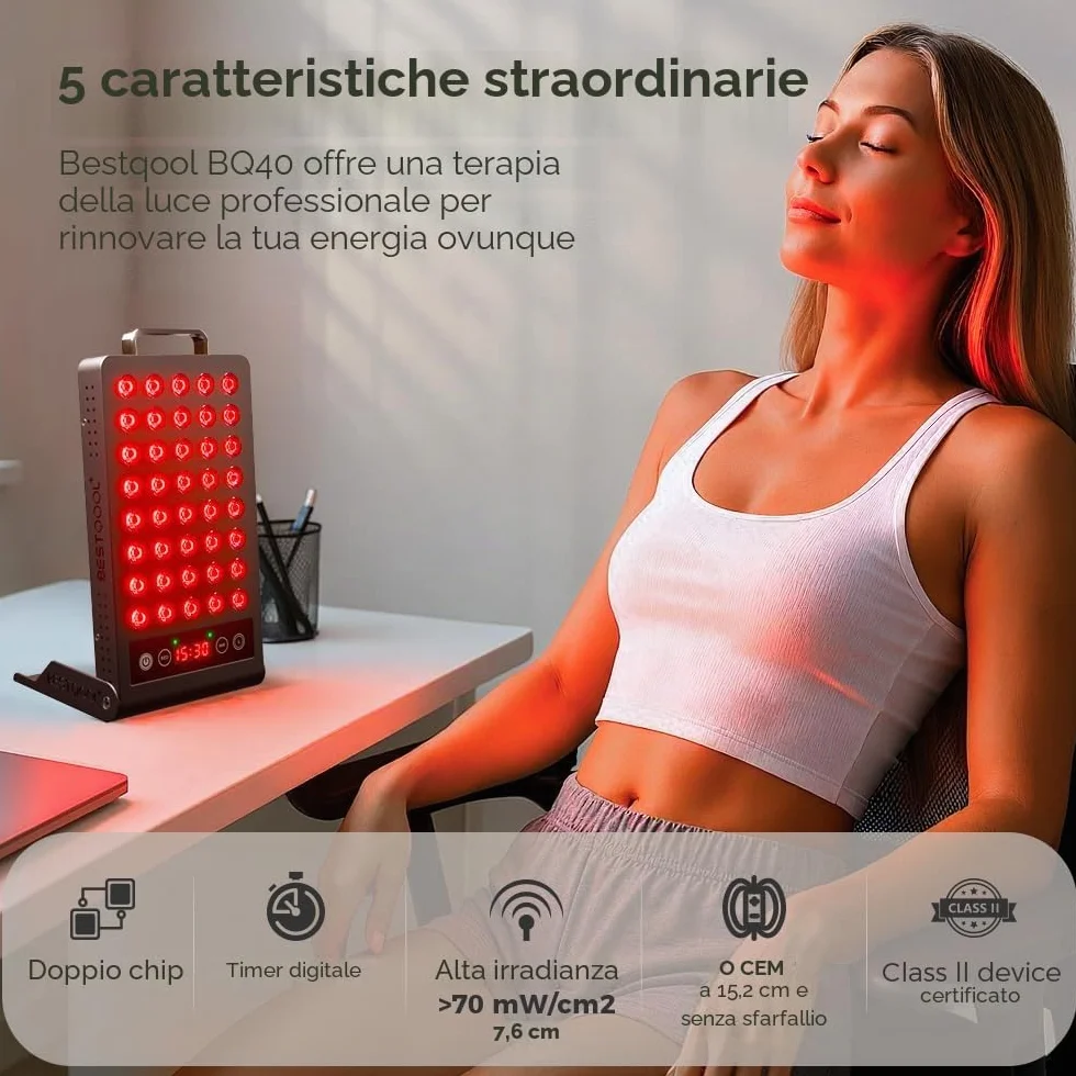 BestQool Dispositivo di Benessere a Luce Rossa, 660nm & 850nm Tecnologia Luce Rossa con Timer, Qualità Premium, Alte Prestazioni, Pannello Luce Rossa, 50W
