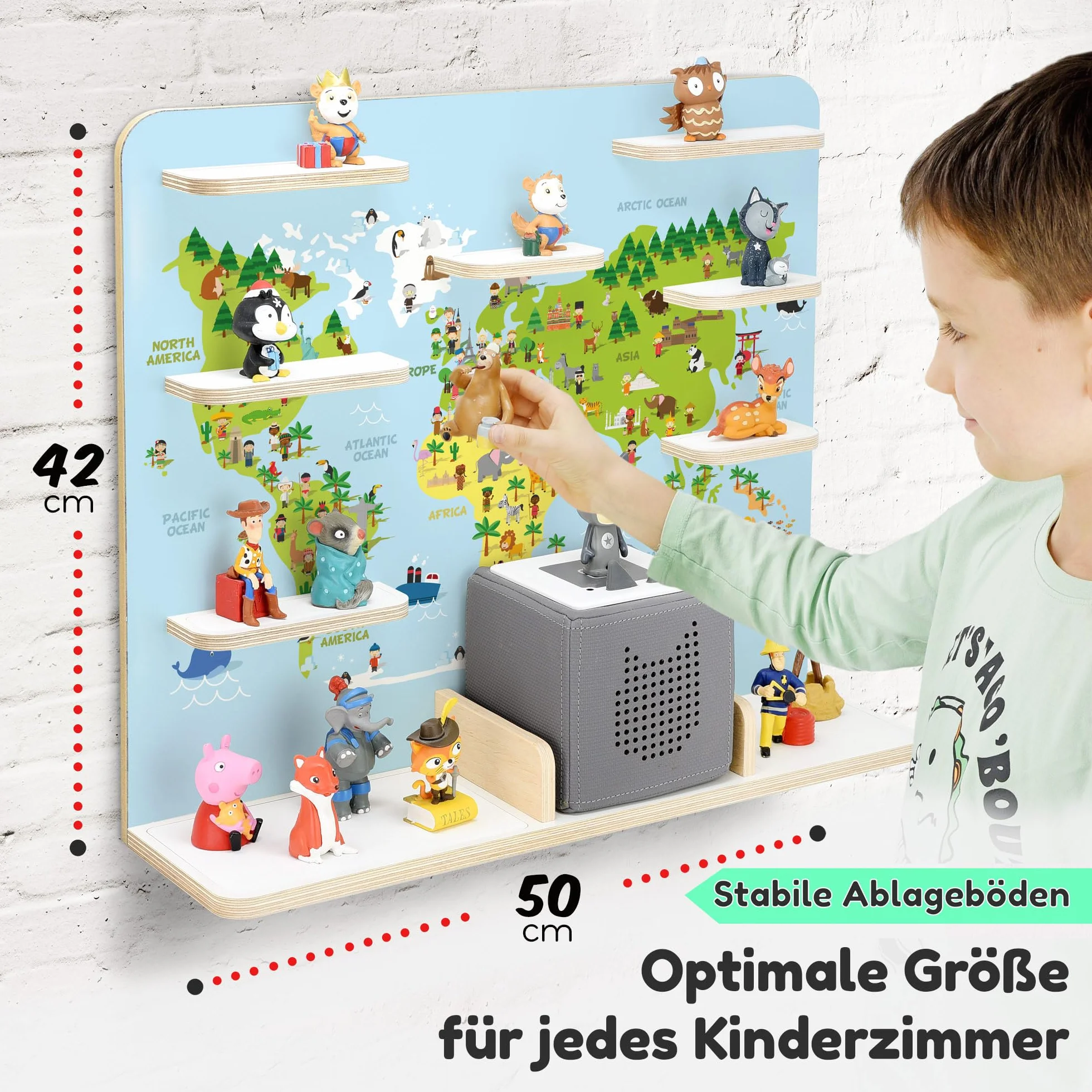 Stadtecken Atlas 2 regal w drewnie na Toniebox i 50 tonies, do wieszania