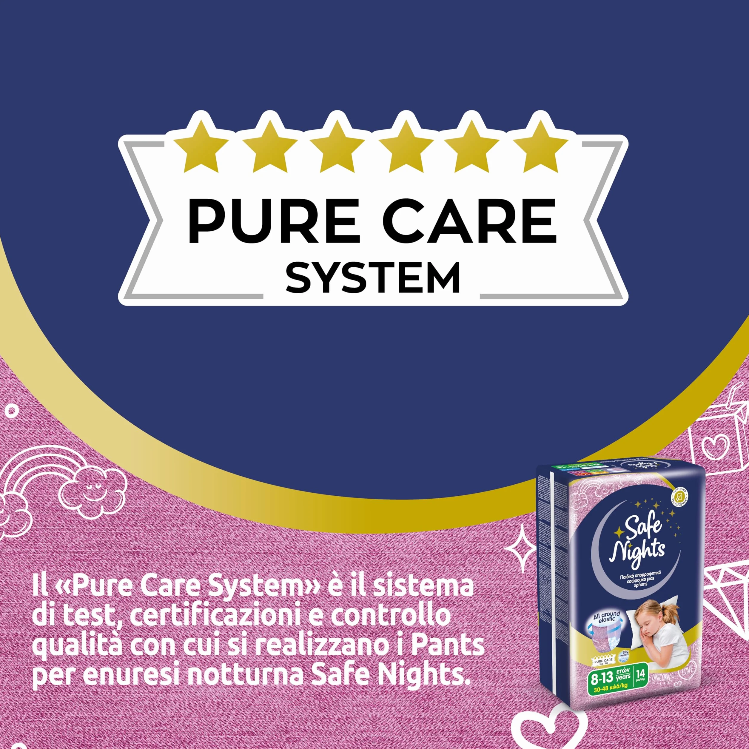 Babylino Safe Nights Girl Mutandina Assorbente Notte Bambina 8-13 anni 30-48kg 14 Unità