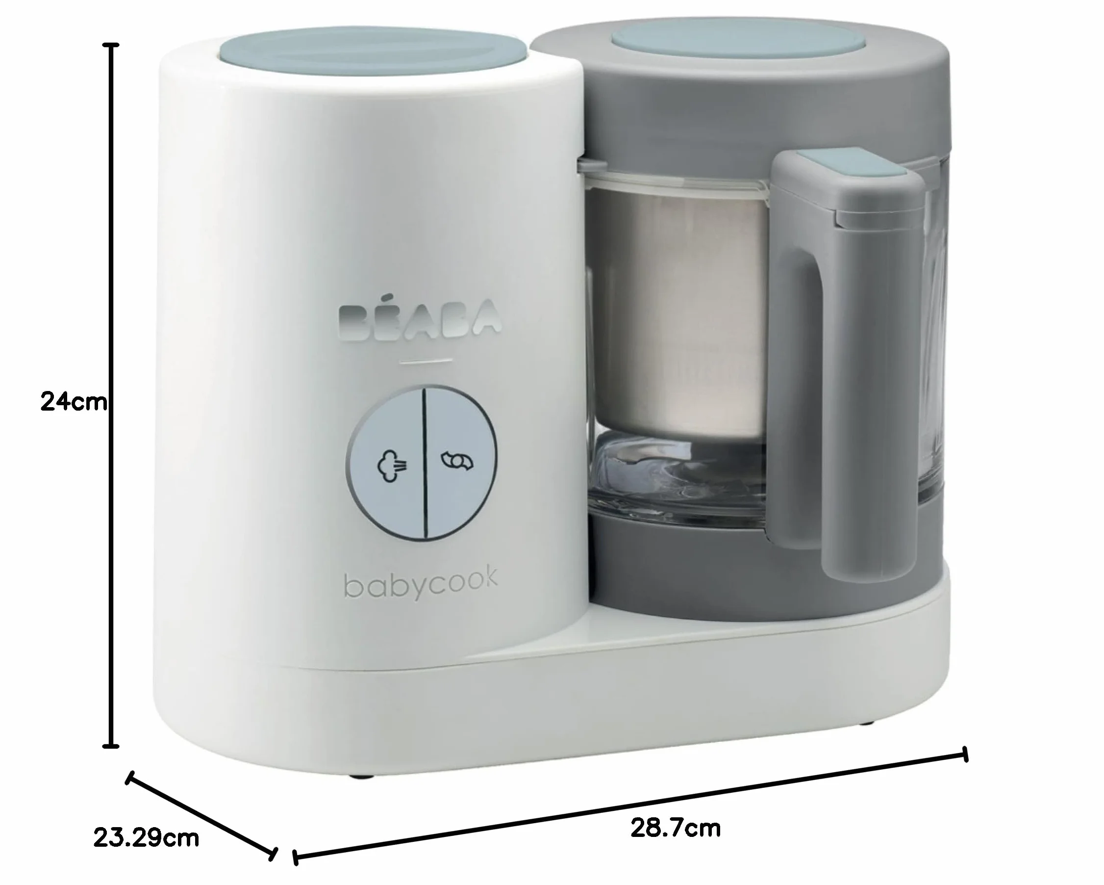 BÉABA Babycook Néo Cuocipappa Omogeneizzatore 6 in 1 Cottura a Vapore Delicata Bicchiere Vetro Acciaio Inox Bianco