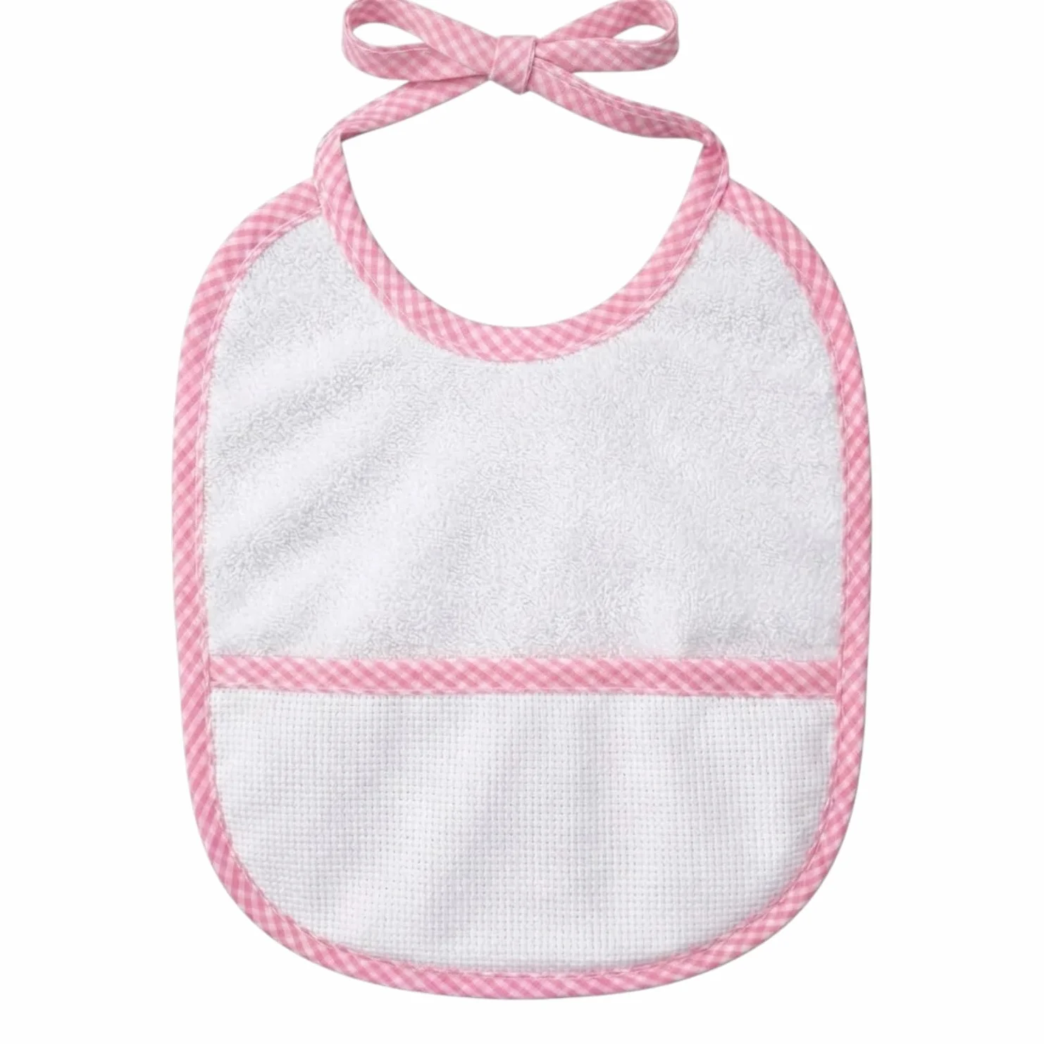 Bavaglino Neonato in Spugna di Cotone con Tela Aida 55 Fori Ricamabile 20x18 cm