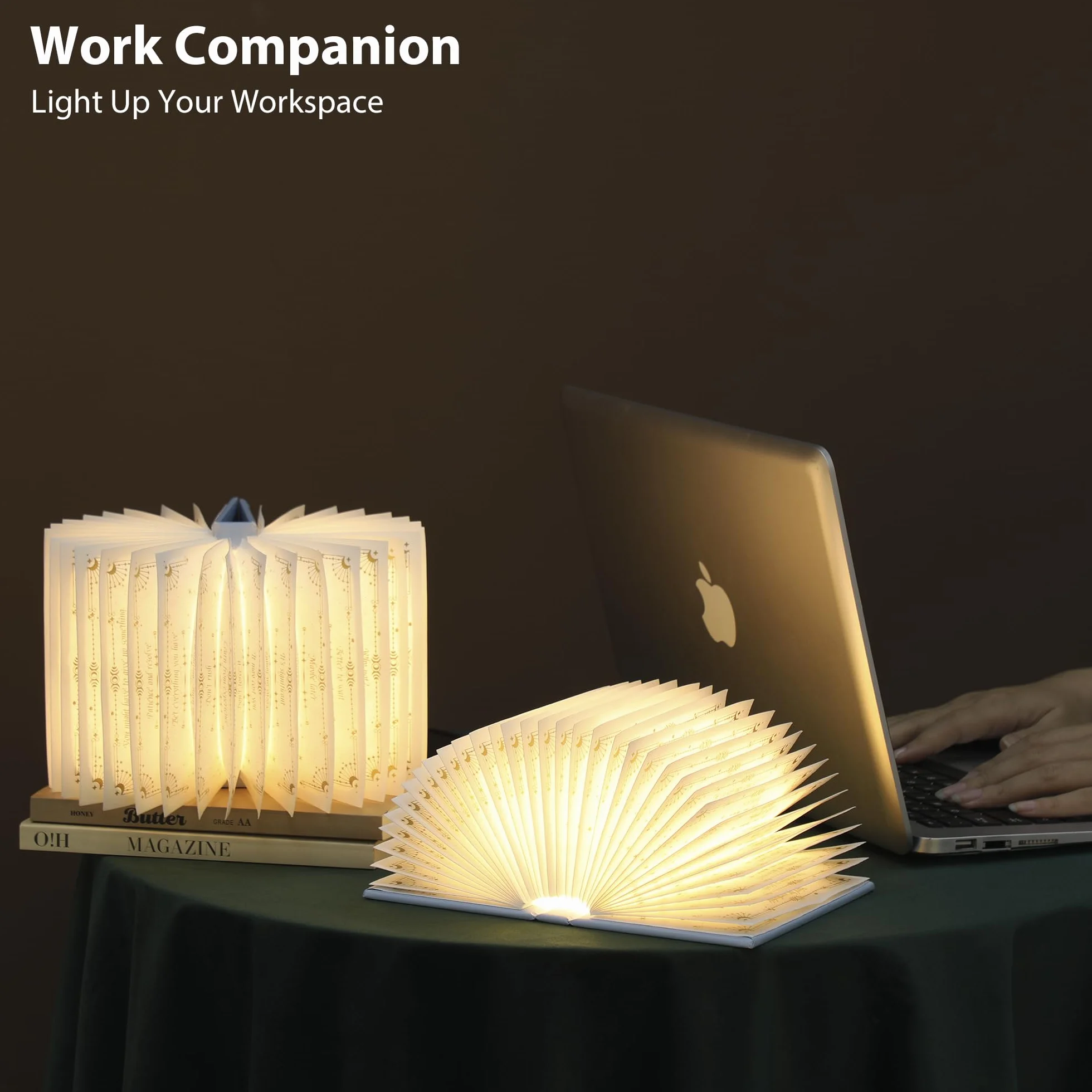 Lampada-libro pieghevole Regalo per amanti dei libri, lampada di carta pieghevole, luce da libro portatile per arredamento domestico, regalo per donne & Natale & topi di biblioteca (Blu)