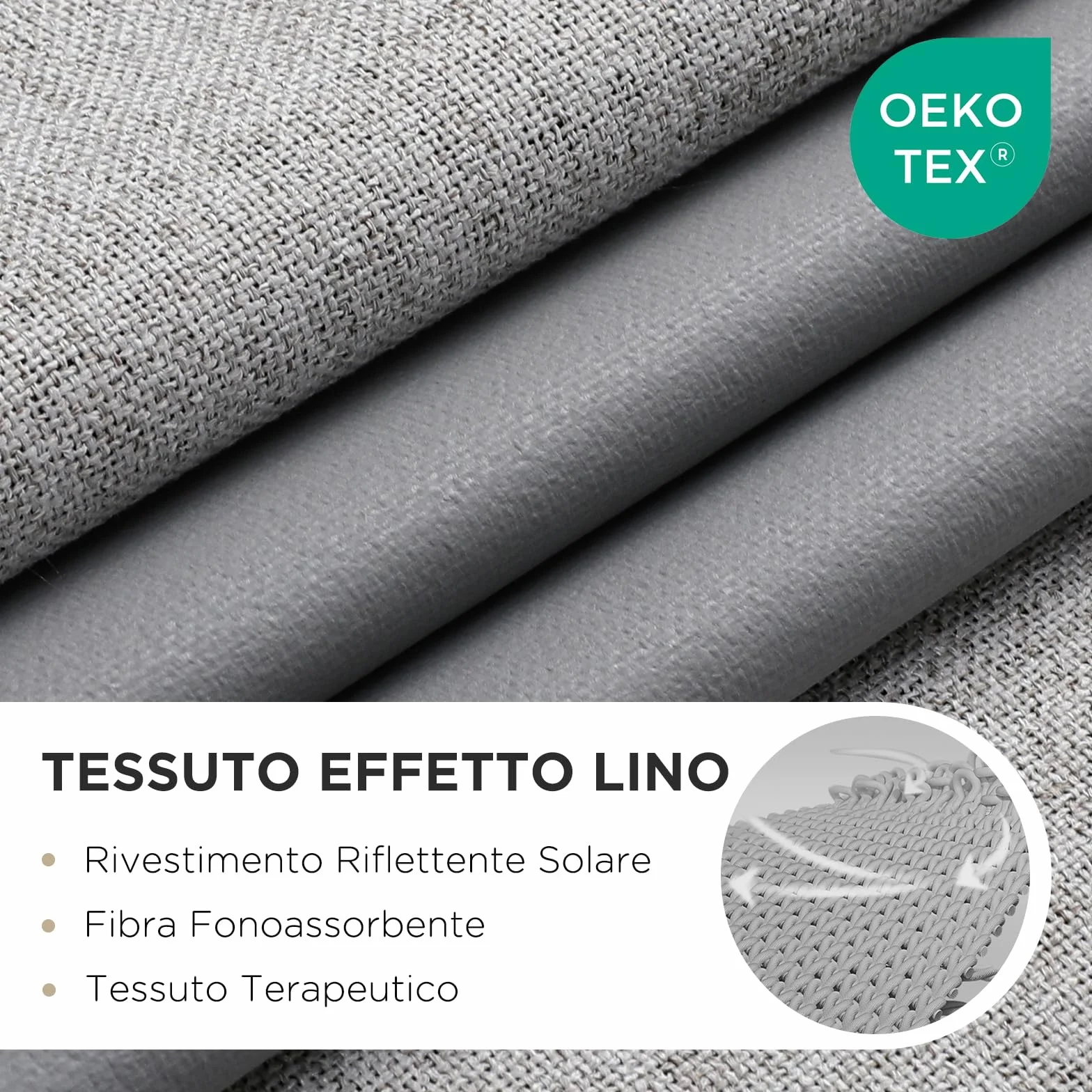 Joydeco Tende Oscuranti per Interni 2 Pezzi L 140 x A 200, Lino Termiche con Occhielli, Bianco