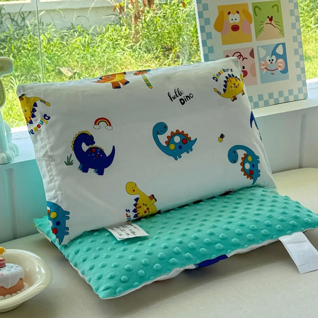 Federa Per Cuscino Per Bambini 2 Pezzi, Modello Dinosauro, 30x50 cm, Cotone Morbido Traspirante